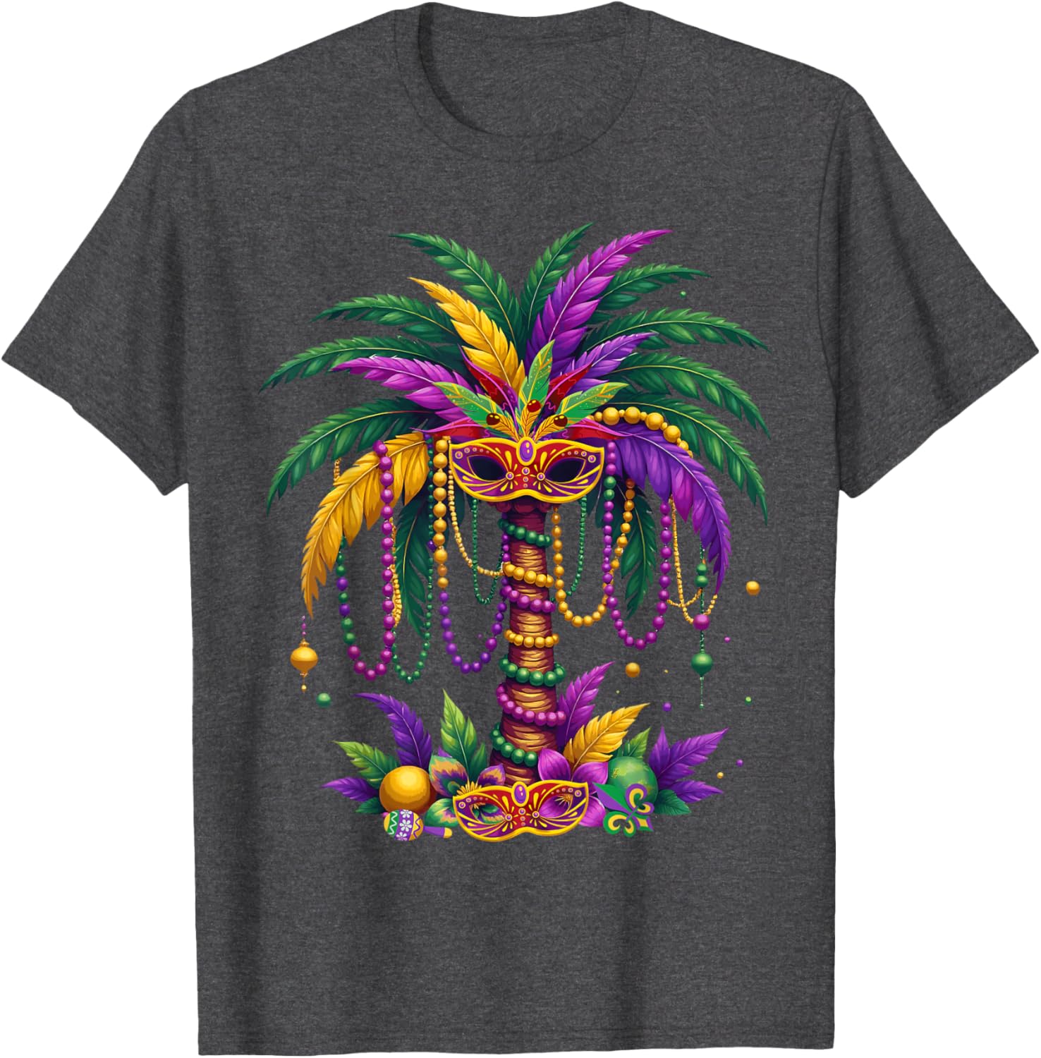 Funny Palm Tree and Beads T-Shirt for Mardi Gras Tropical Parties - 9