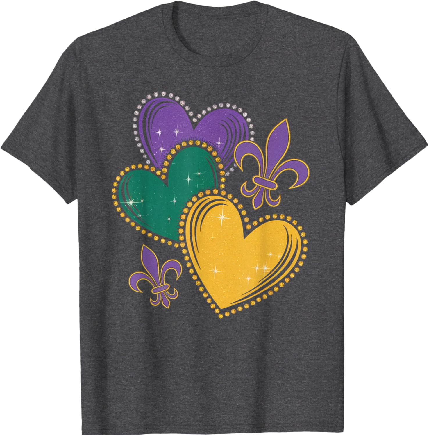Mardi Gras Hearts T-Shirt for Women Girls and Kids - Fun Festive Apparel - 10