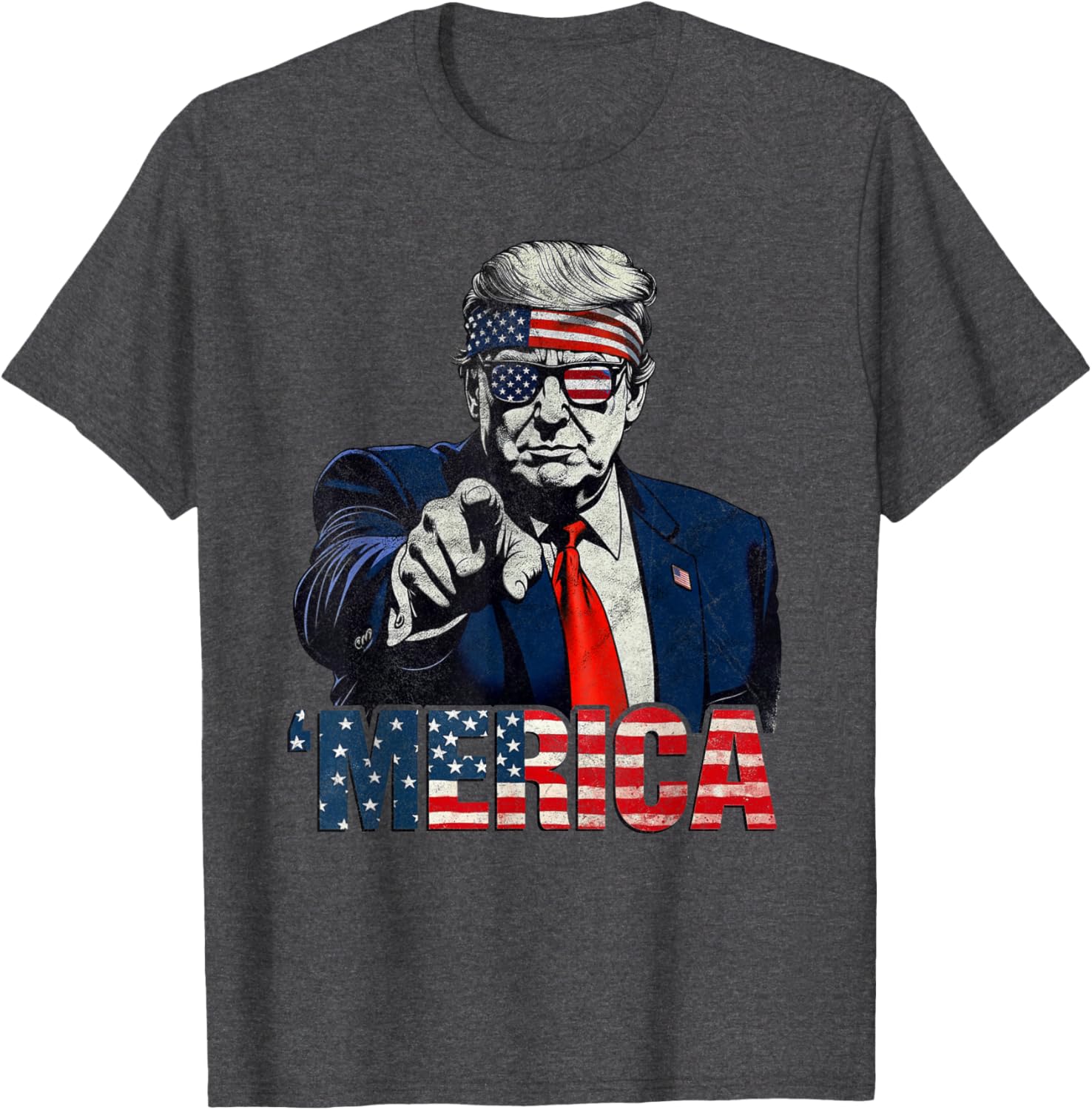 Happy 4th of July Merica Trump American Flag T-Shirt for Celebrations - 19