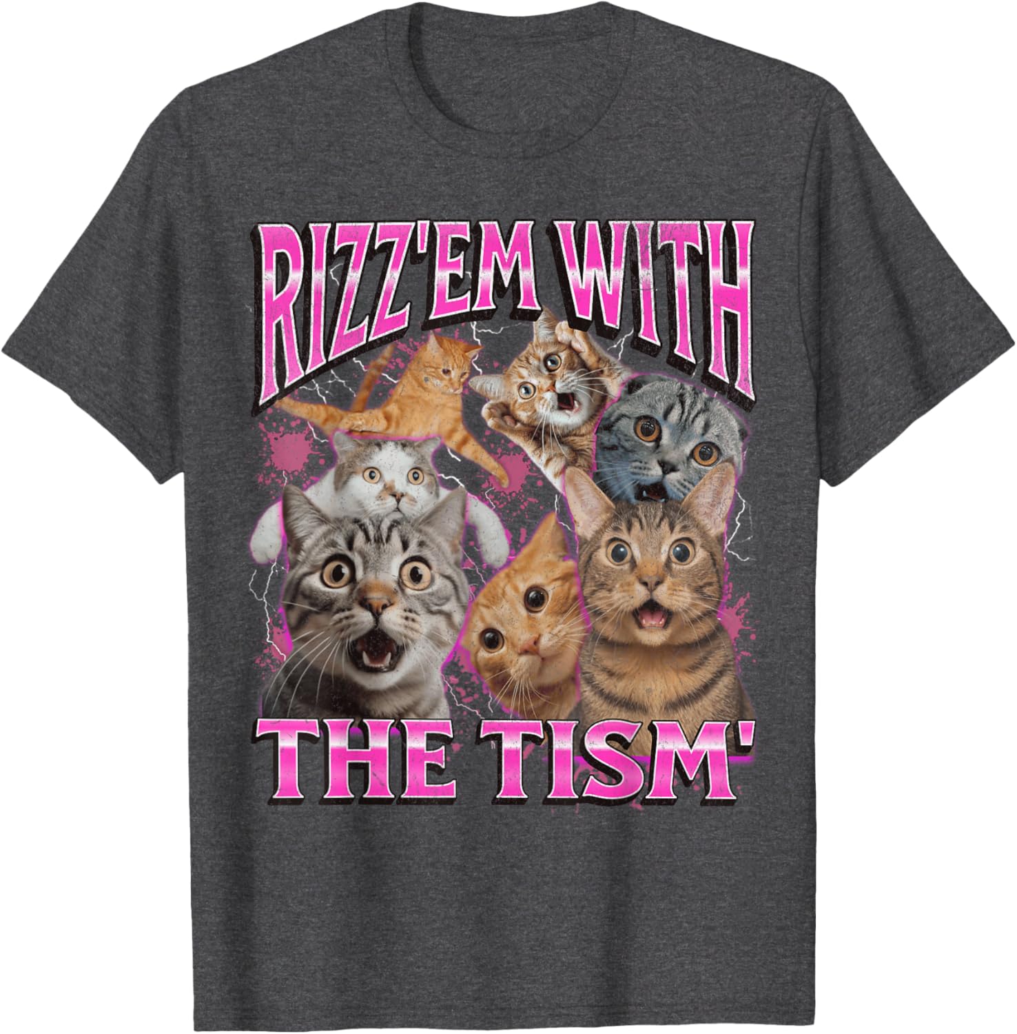 Funny Rizz Em With The Tism Cat Meme Vintage 90s T-Shirt for Men and Women - 12
