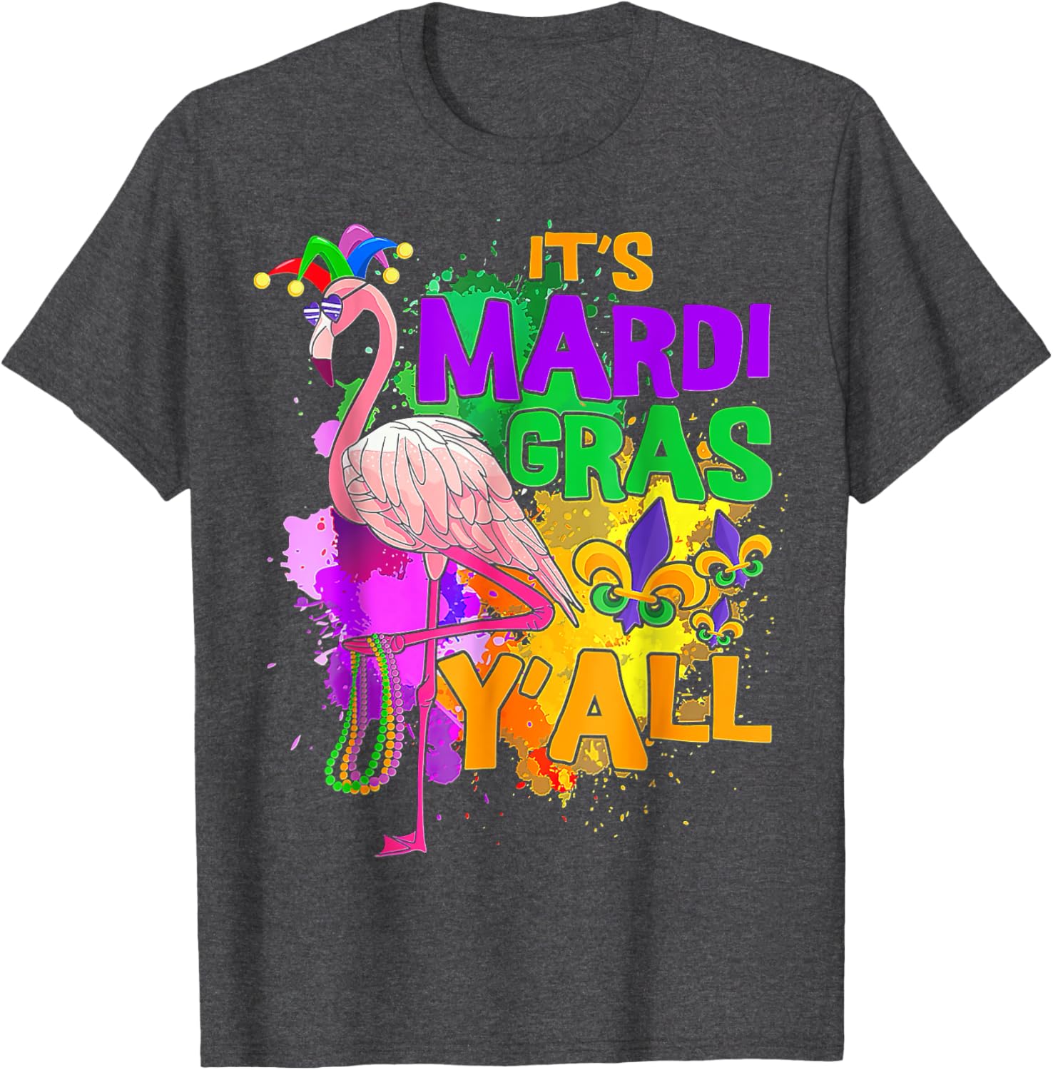 Flamingo Mardi Gras Carnival Party T-Shirt for Fun Festive Celebrations - 18