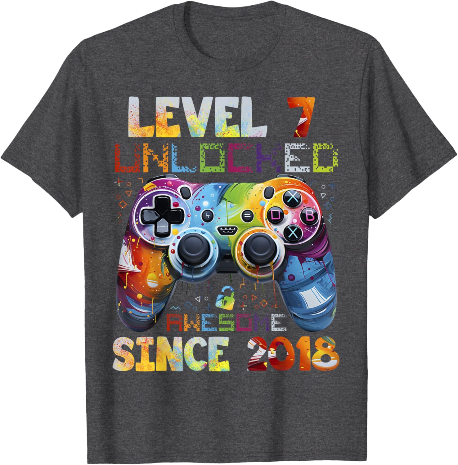 Cool 7th Birthday Boy Gamer T-Shirt Level 7 Video Game Party Gift - 1