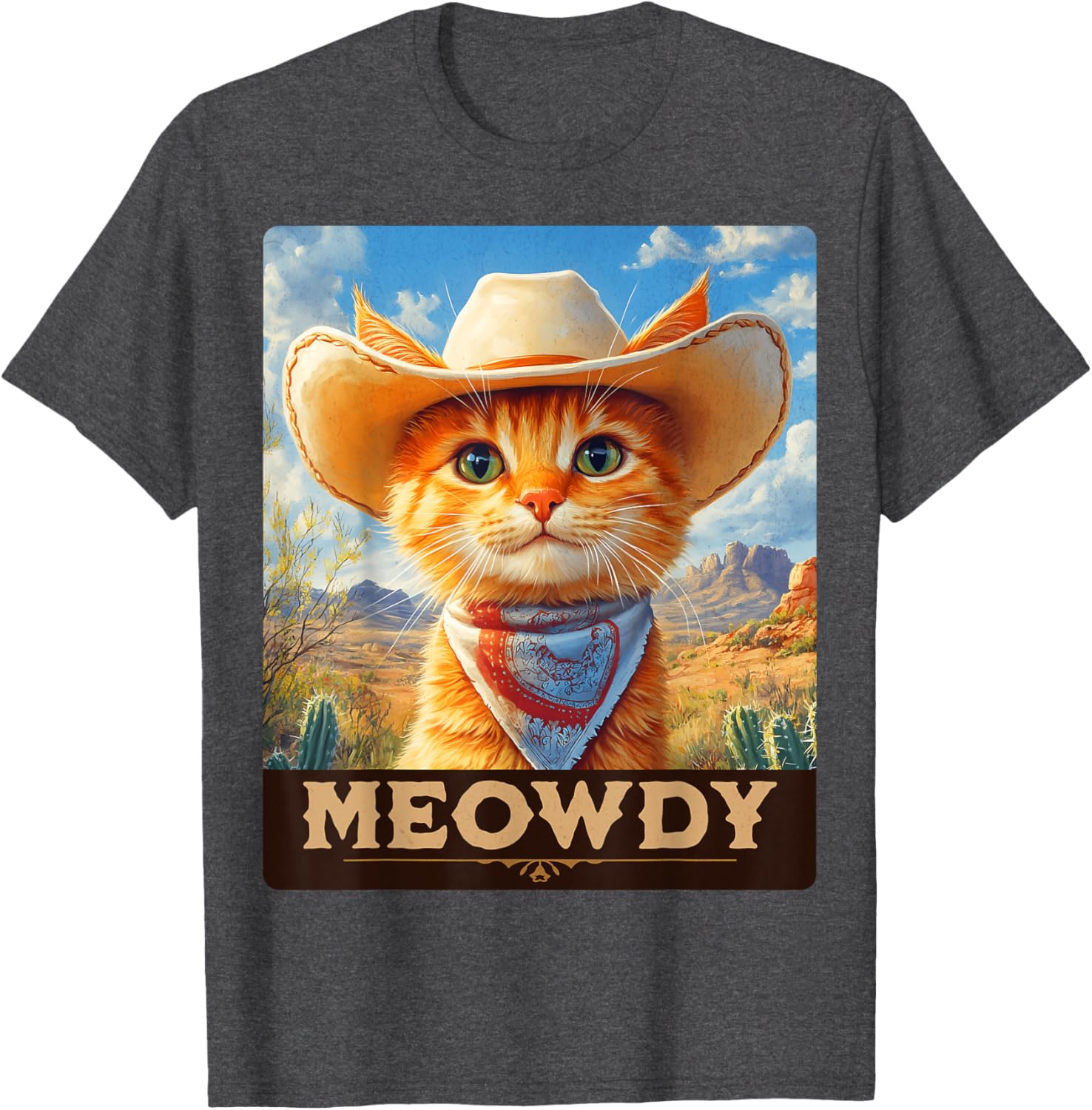 Meowdy Cowboy Cat T-Shirt for Wild West Lovers - Fun Pet Apparel - 16