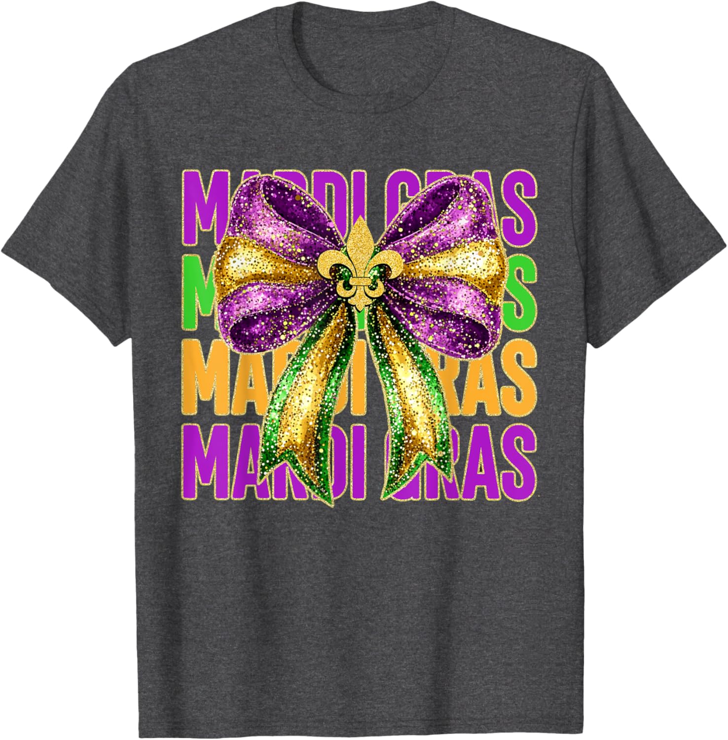 Mardi Gras Coquette Bow Women's T-Shirt for Fat Tuesday Celebrations - 10