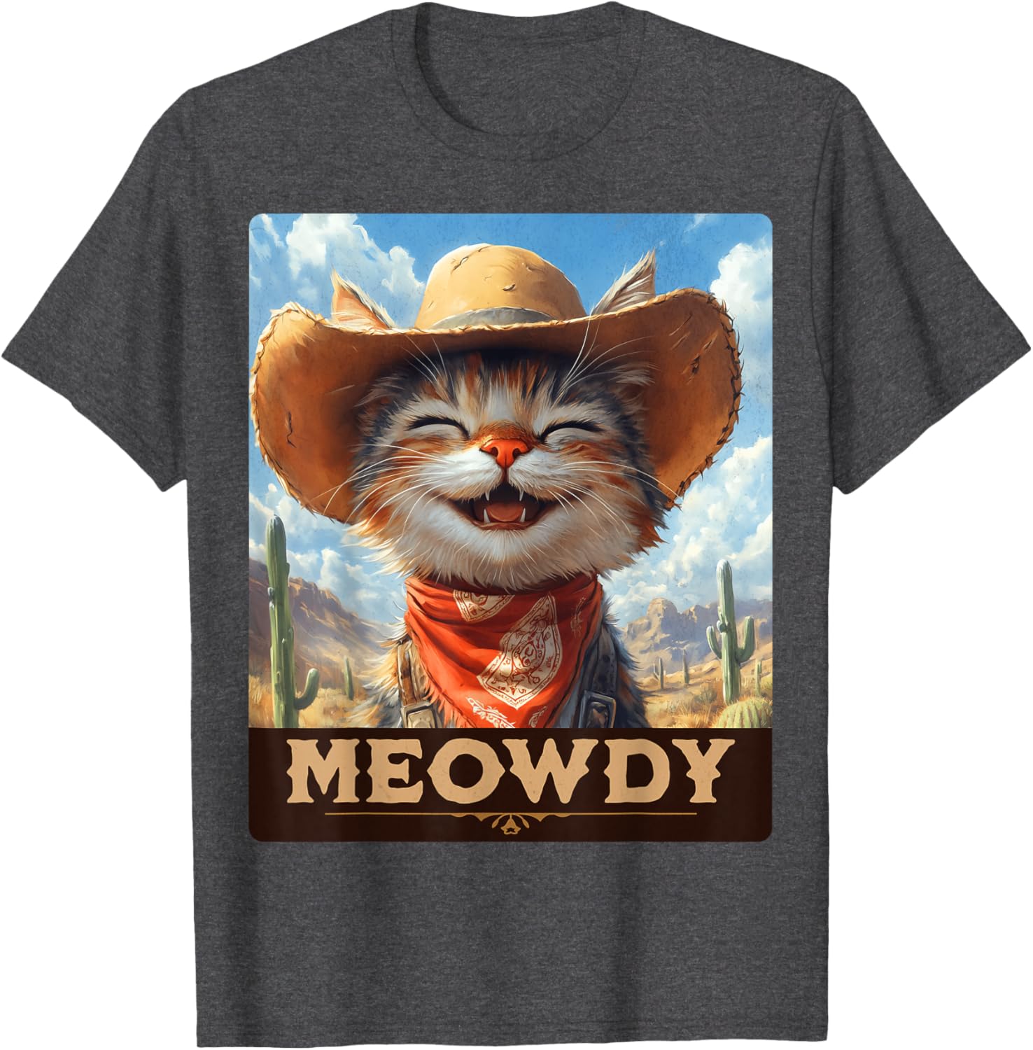 Meowdy Cowboy Cat T-Shirt - Wild West Feline Fun for Cat Lovers - 21