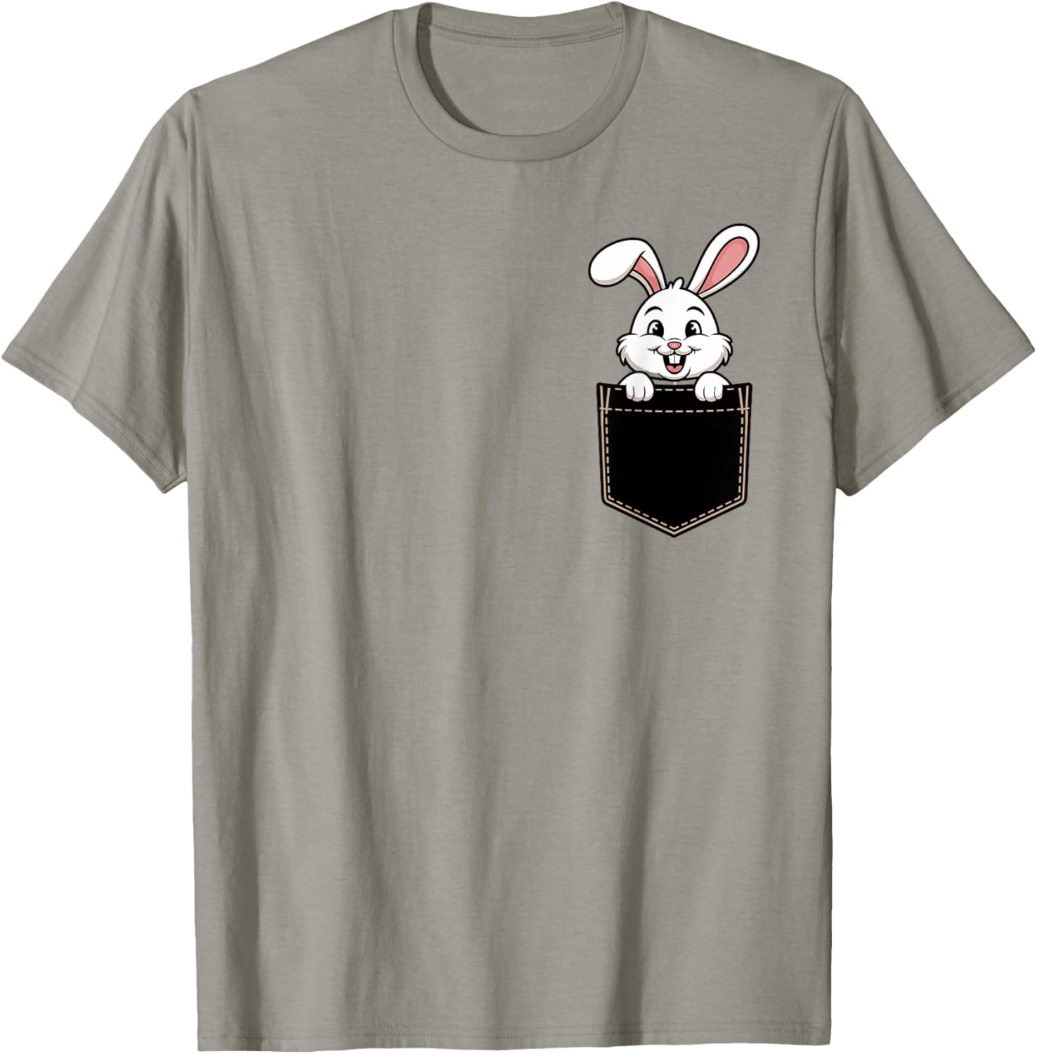 Cute Funny Rabbit Pocket T-Shirt for Men and Women - Adorable Animal Tee - 28