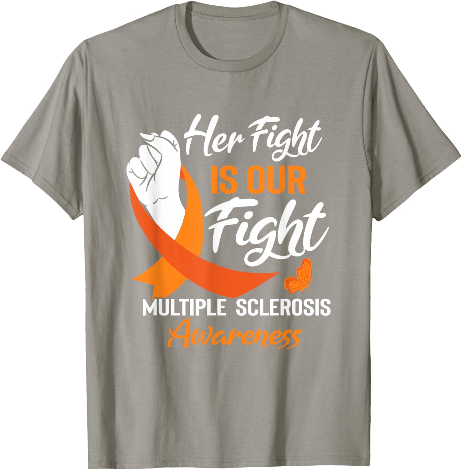 MS Multiple Sclerosis Awareness Orange Ribbon T-Shirt for Supporters - 11