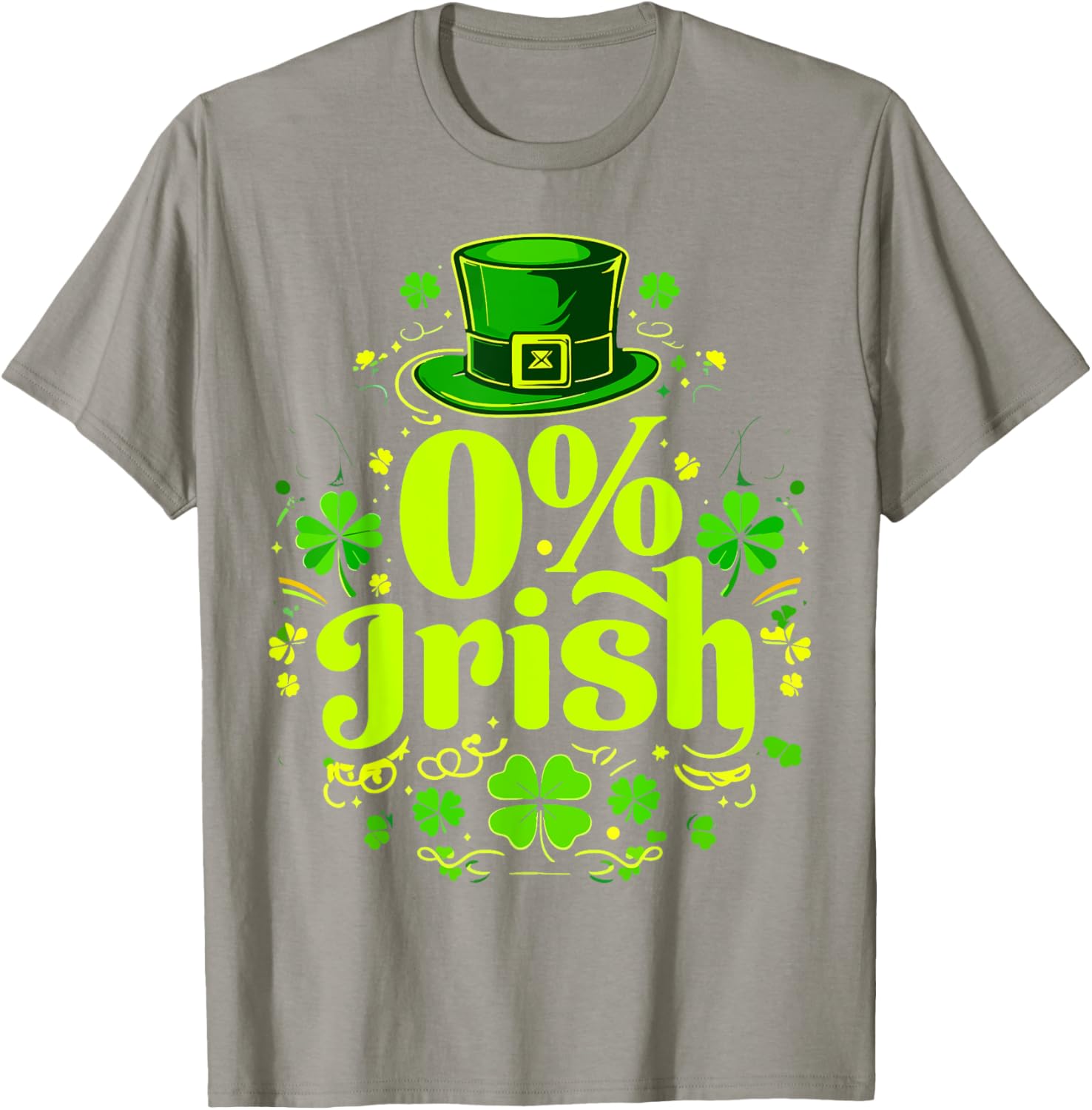 Funny 0% Irish St. Patrick's Day Zero Percent Graphic T-Shirt for Fun - 13
