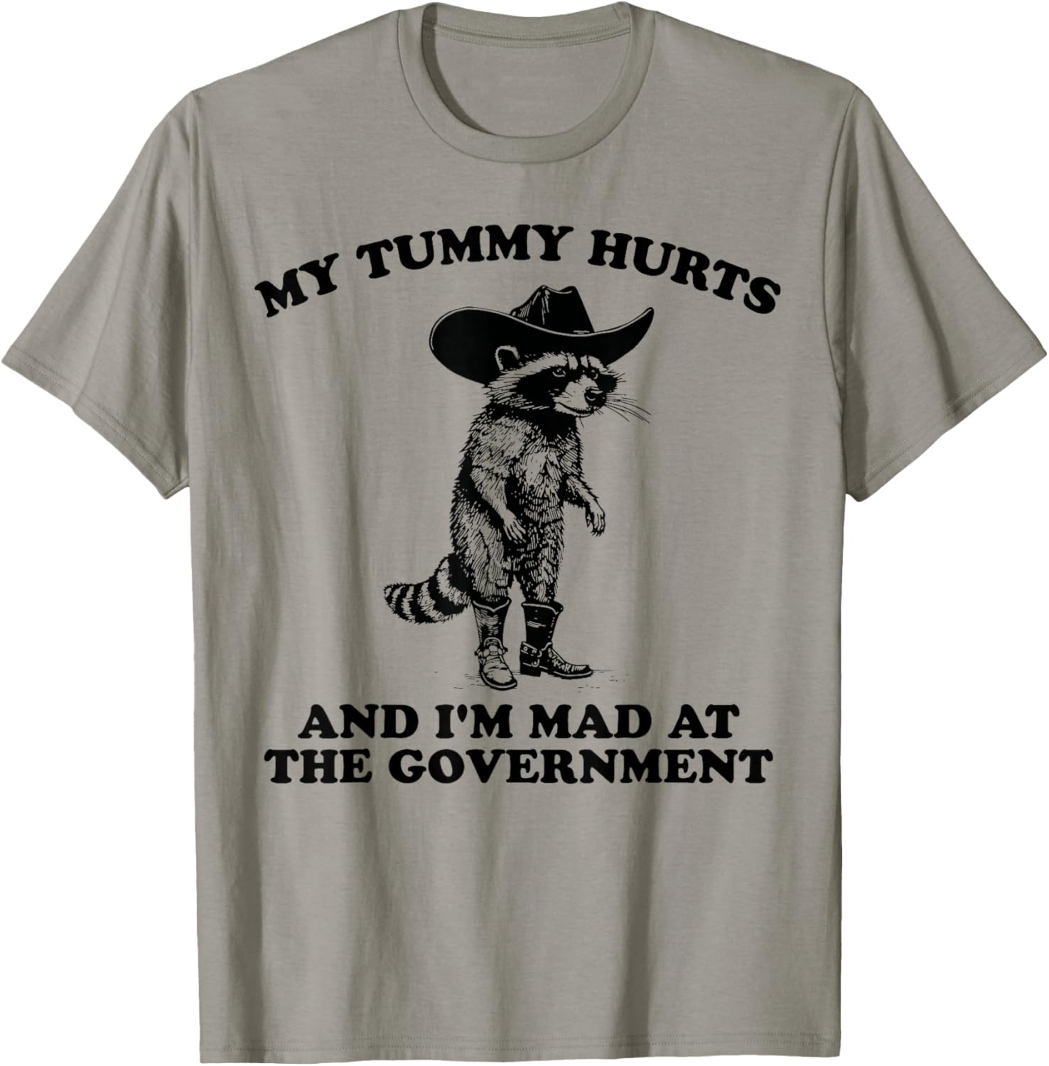 Funny Cowboy Raccoon T-Shirt for Kids Who Are Mad and Have Tummy Aches - 4