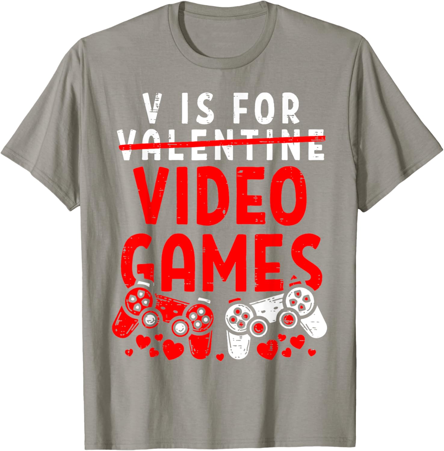 Funny V Is For Video Games Valentine's Day T-Shirt for Gamer Men - 16