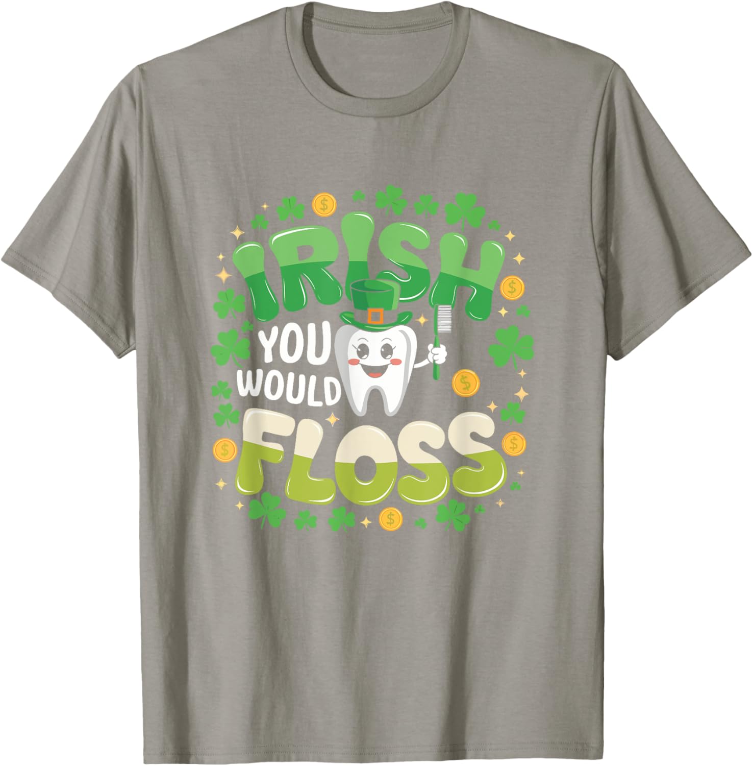 Retro Irish St Patrick's Day Flossing Dentist T-Shirt for Fun Celebrations - 1