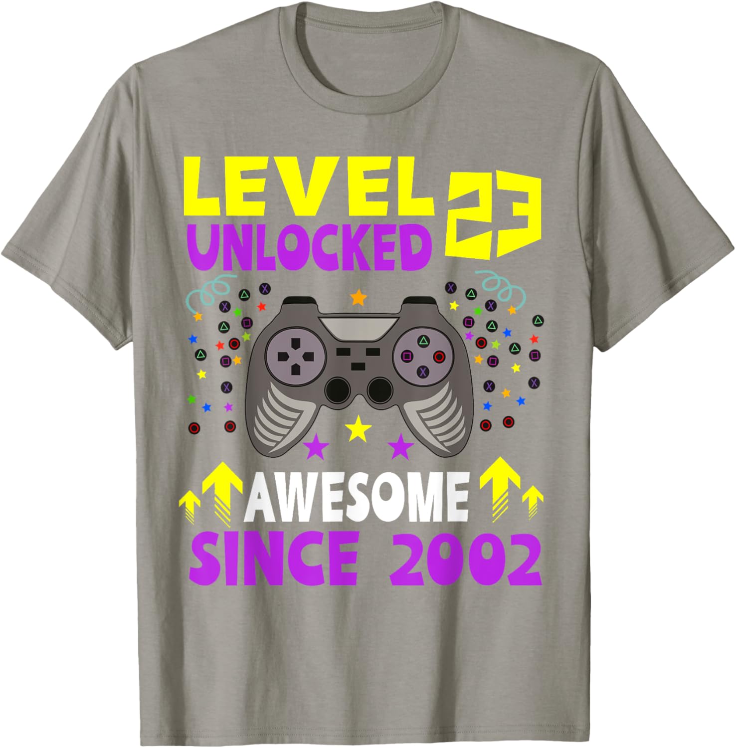 Level 23 Unlocked 23rd Birthday Gaming T-Shirt for Gamers Since 2002 - 16