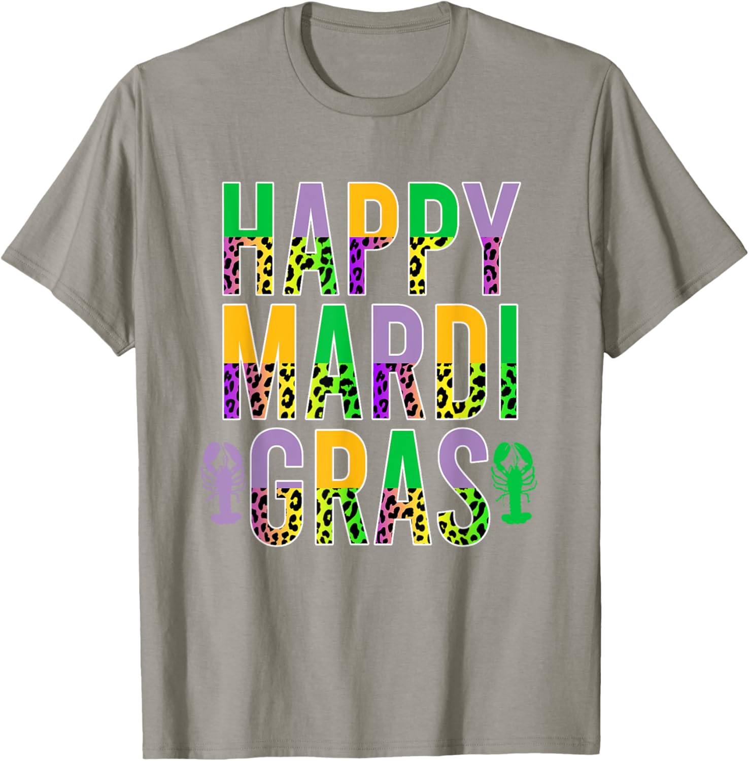 Happy Mardi Gras Leopard Print Crawfish T-Shirt for Men Women Kids - 1