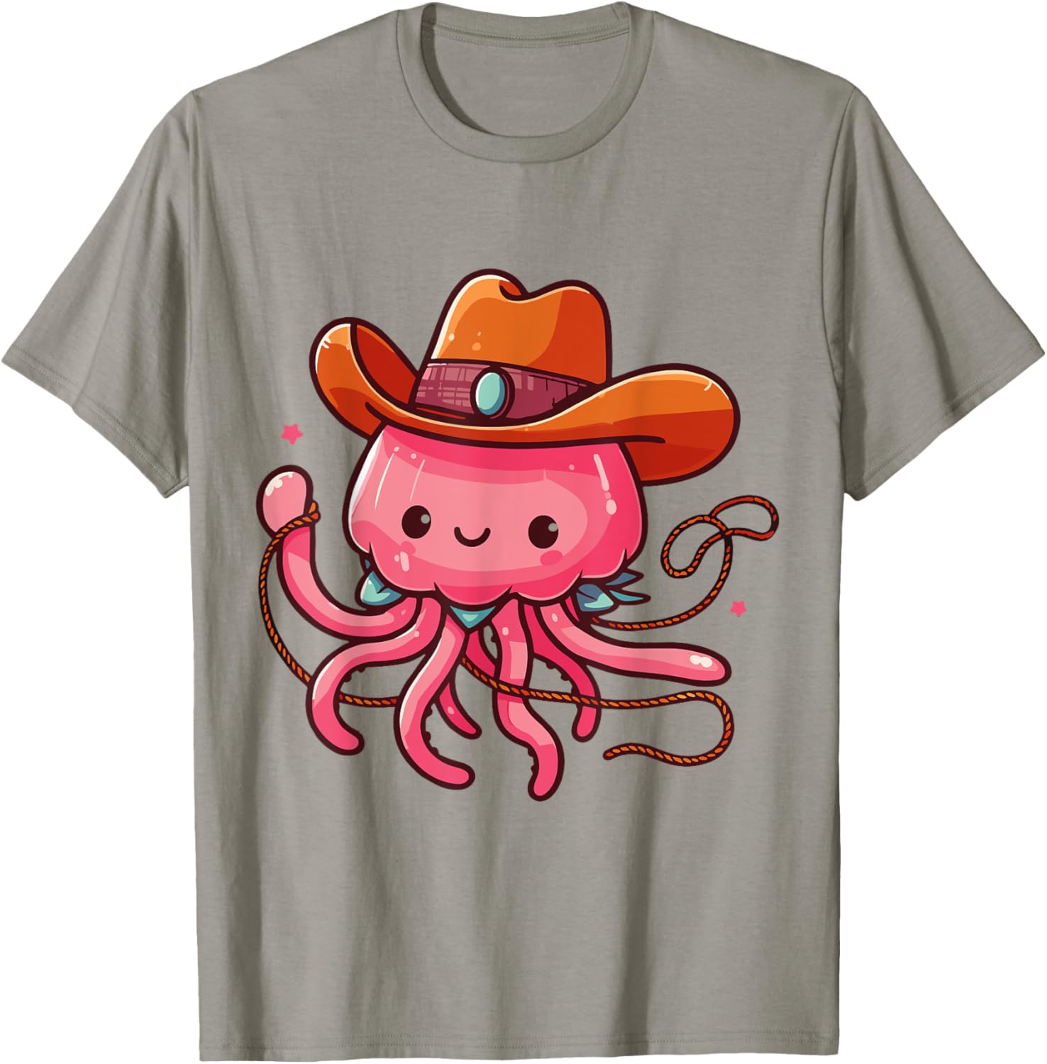 Western Rodeo Cowboy Hat and Jellyfish Texas Animals T-Shirt for Men - 11