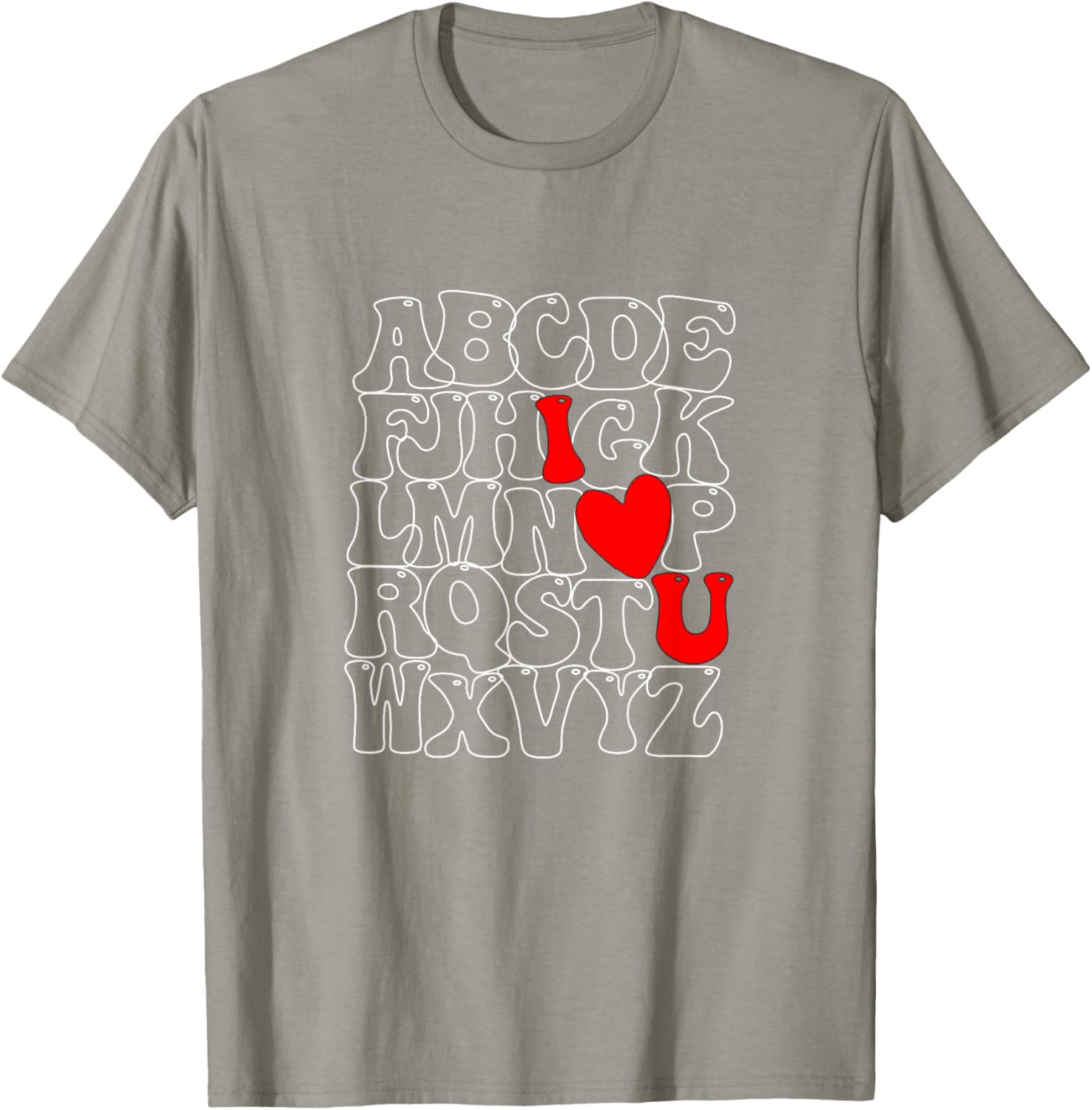 Alphabet ABC I Love You Heart T-Shirt for Valentine's Day Fun Fashion - 15