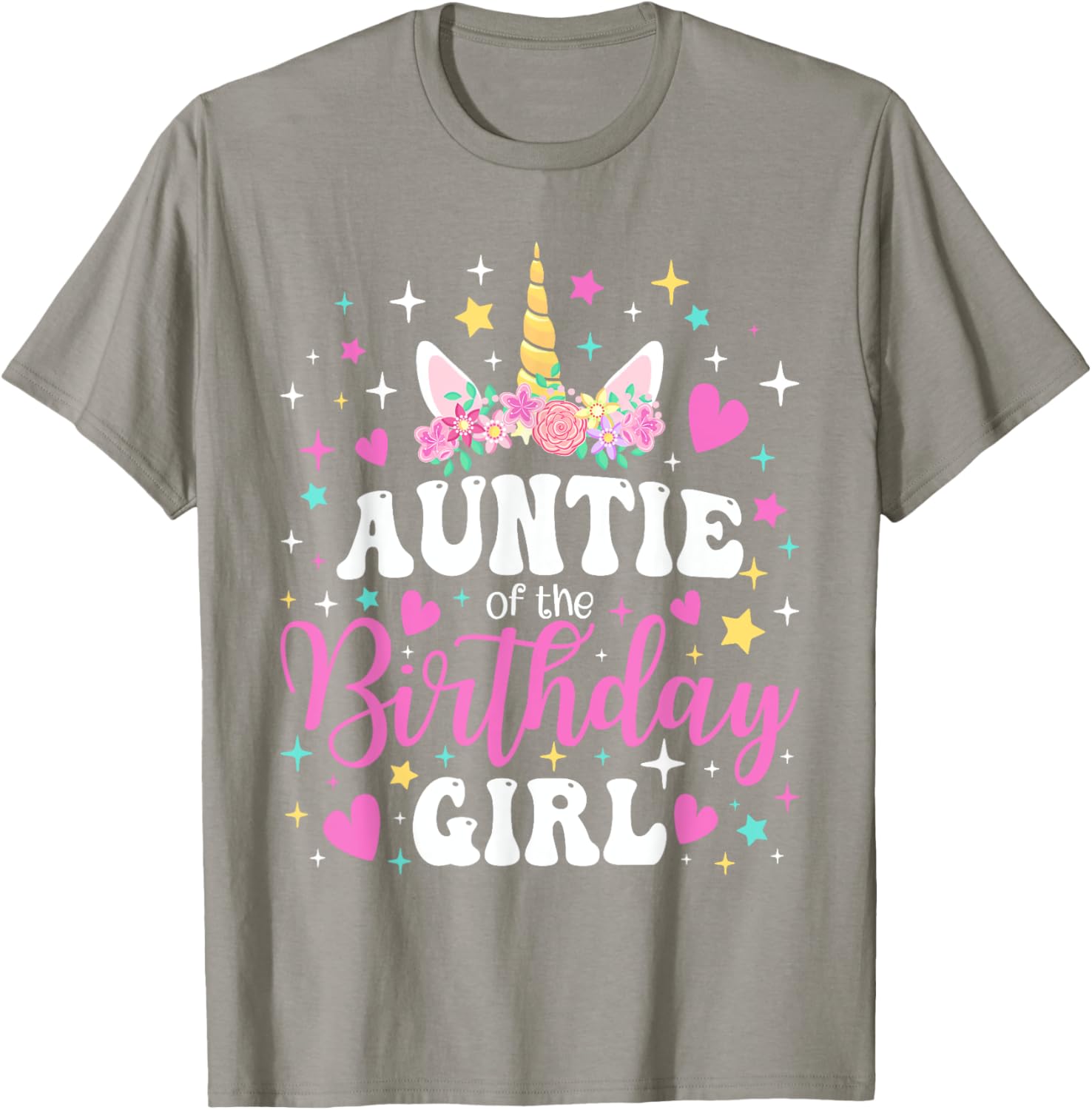 Unicorn Auntie Birthday Matching T-Shirt for Family Celebration Fun - 1