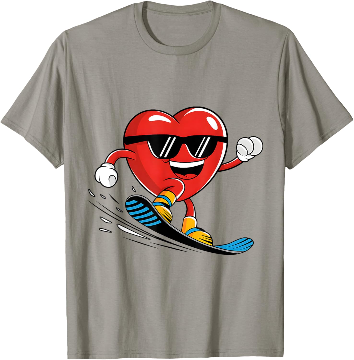 Snowboard Heart Valentine's Day T-Shirt for Boys and Girls Fun Gift - 13