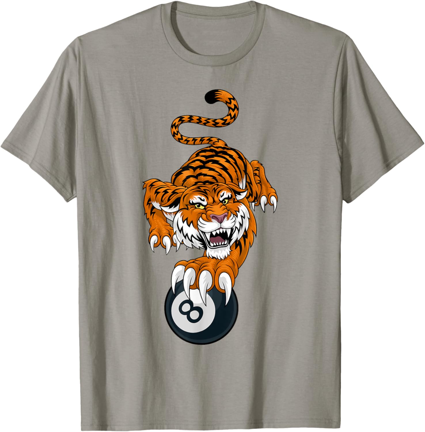 Tiger Angry Pool 8 Ball Billiards Cartoon Character T-Shirt for Fun Style - 17