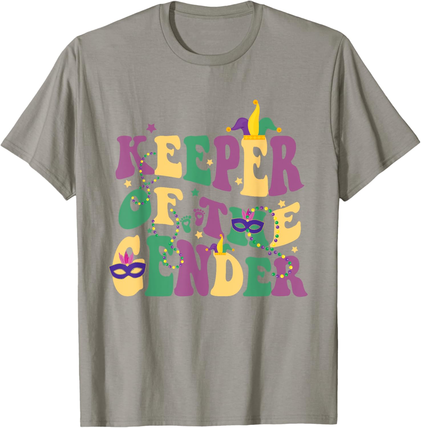 Keeper Of The Gender Reveal Mardi Gras Baby Shower T-Shirt for Fun Celebrations - 19