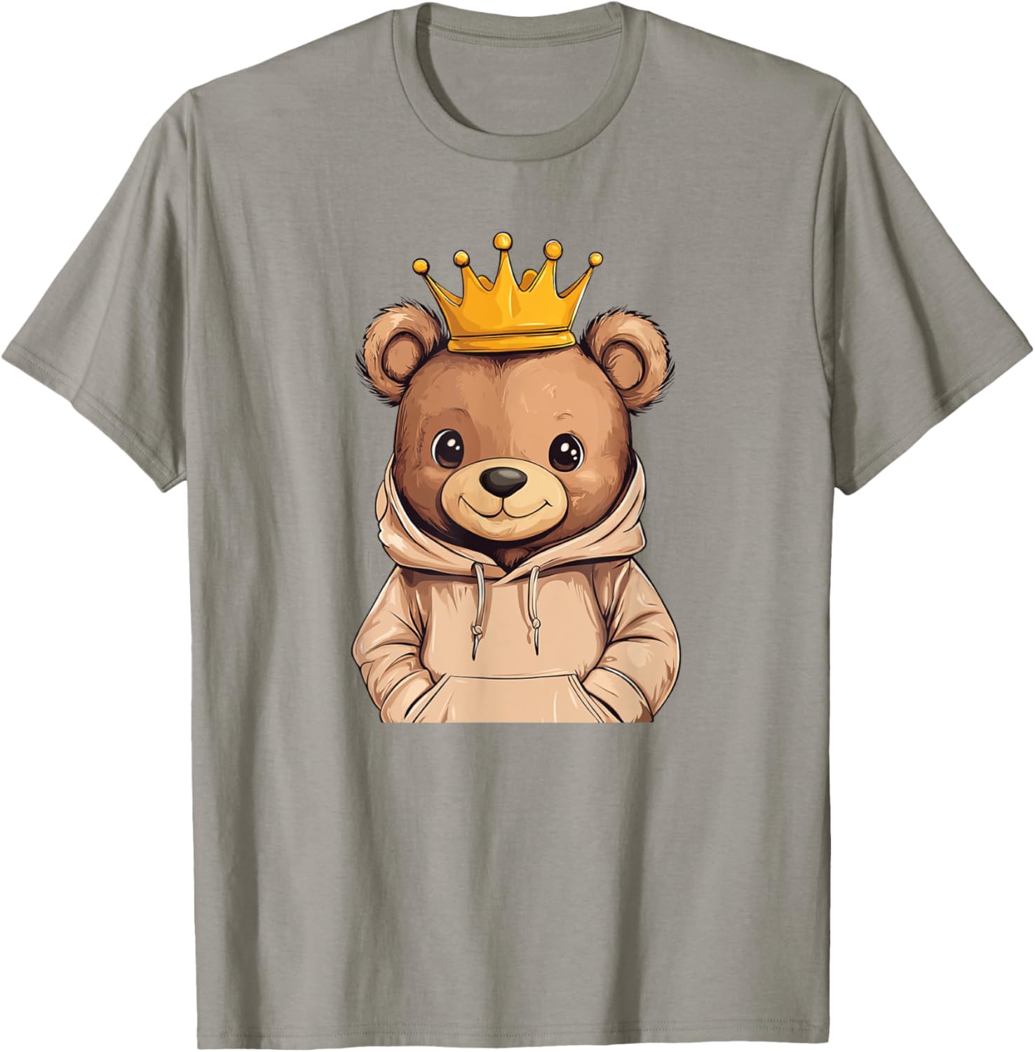 Adorable Cool Teddy Bear King with Crown and Sweater T-Shirt Outfit - 4