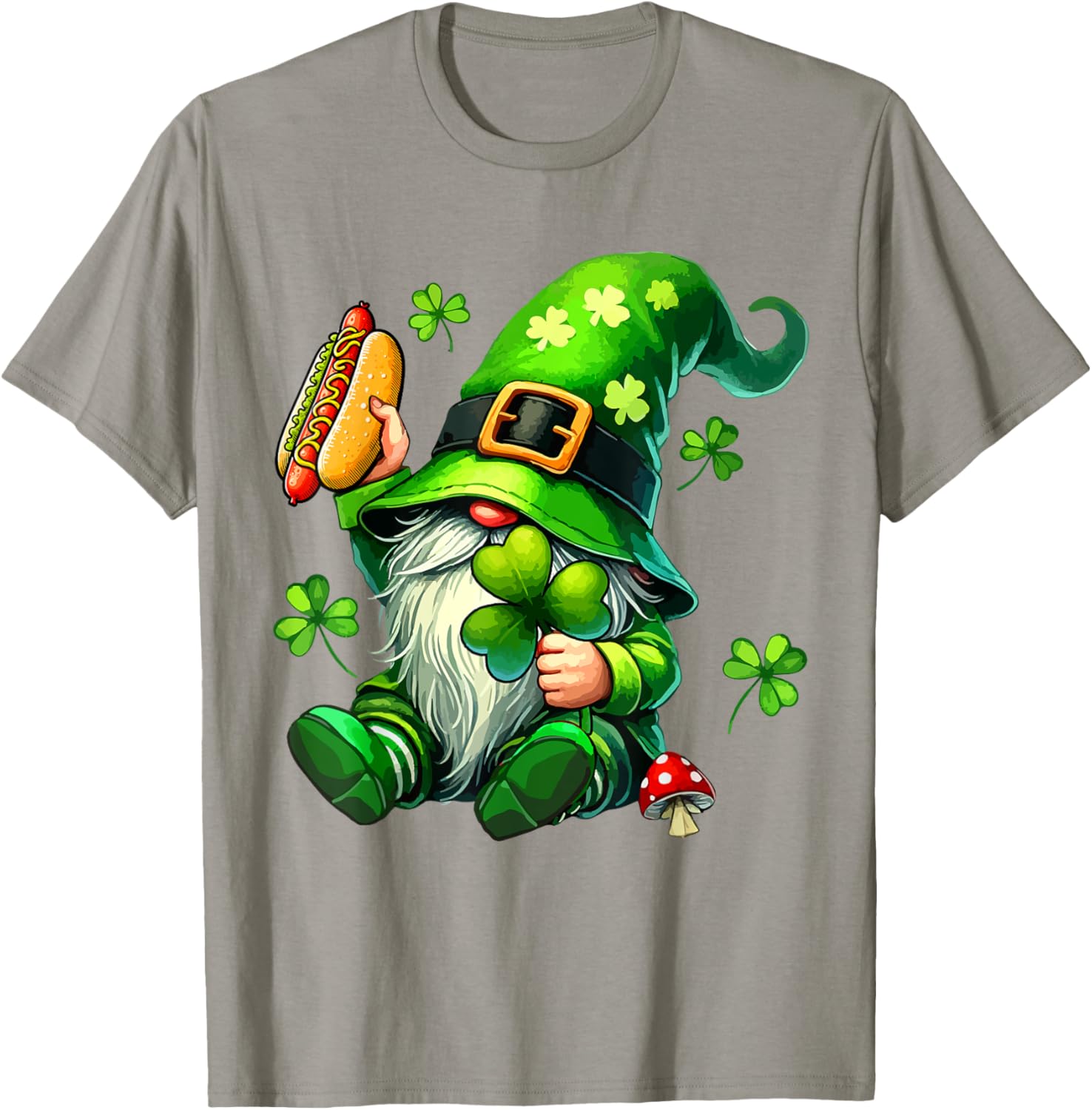Gnome Eating Hot Dog St. Patrick's Day T-Shirt for Food Lovers - 2