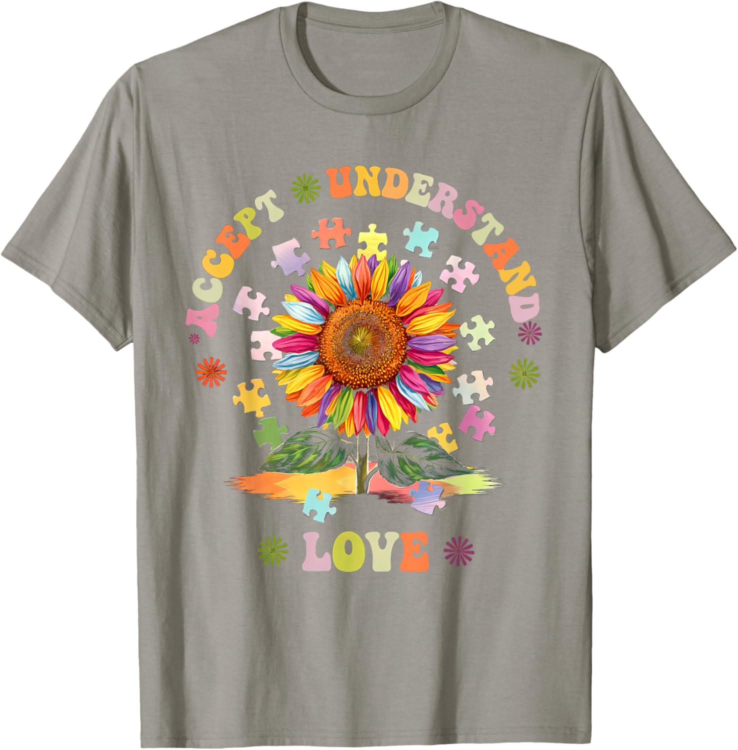 Autism Awareness Flower Women T-Shirt Accept Understand Love ASD Comfort - 10