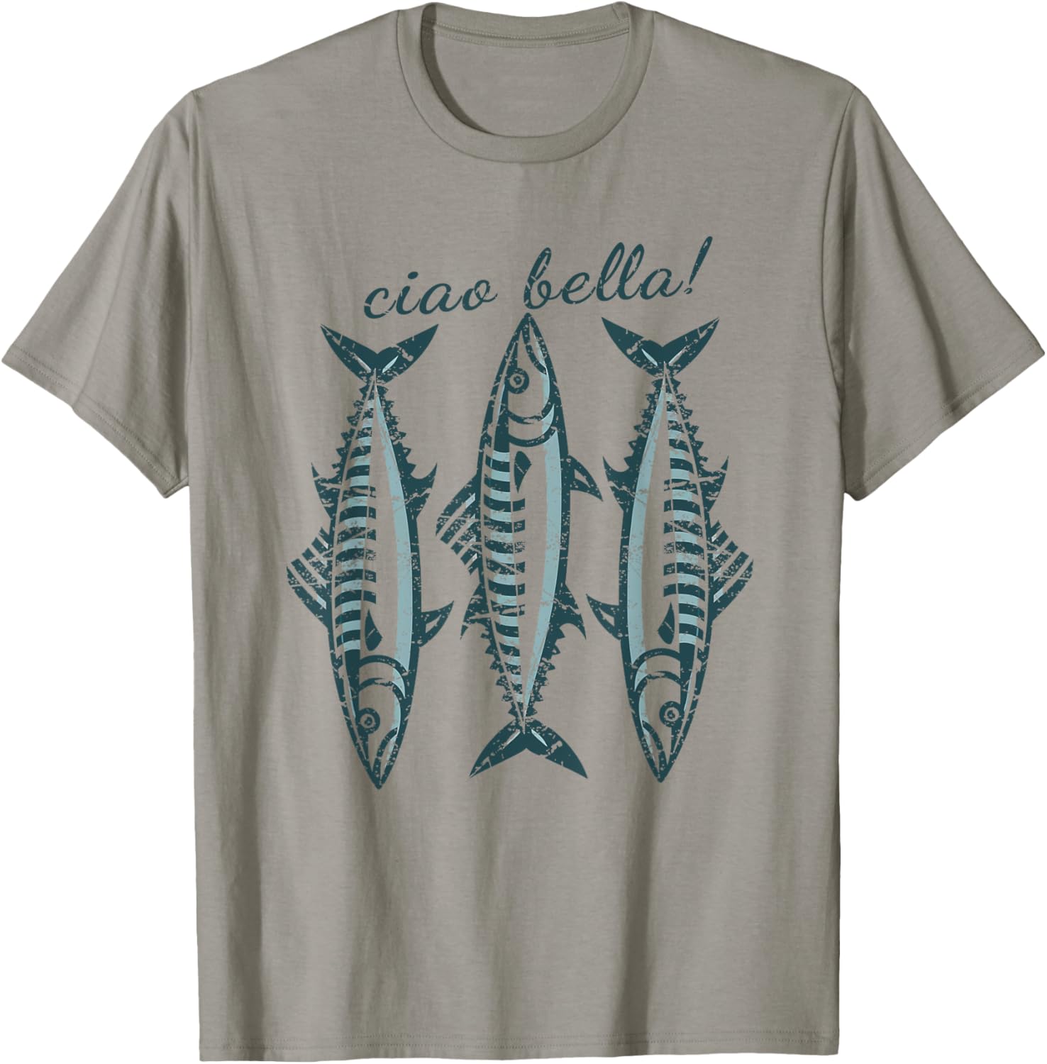 Coastal Italian Fisherman T-Shirt featuring Sardines and Mackerel Design - 5
