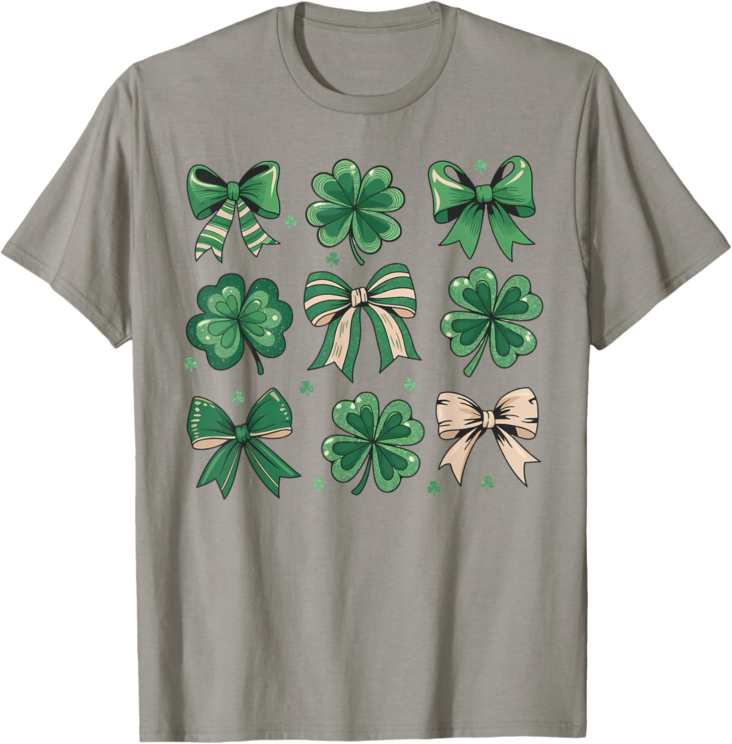 Cute Retro St Patricks Day Shamrock Bow T-Shirt for Festive Fun - 19