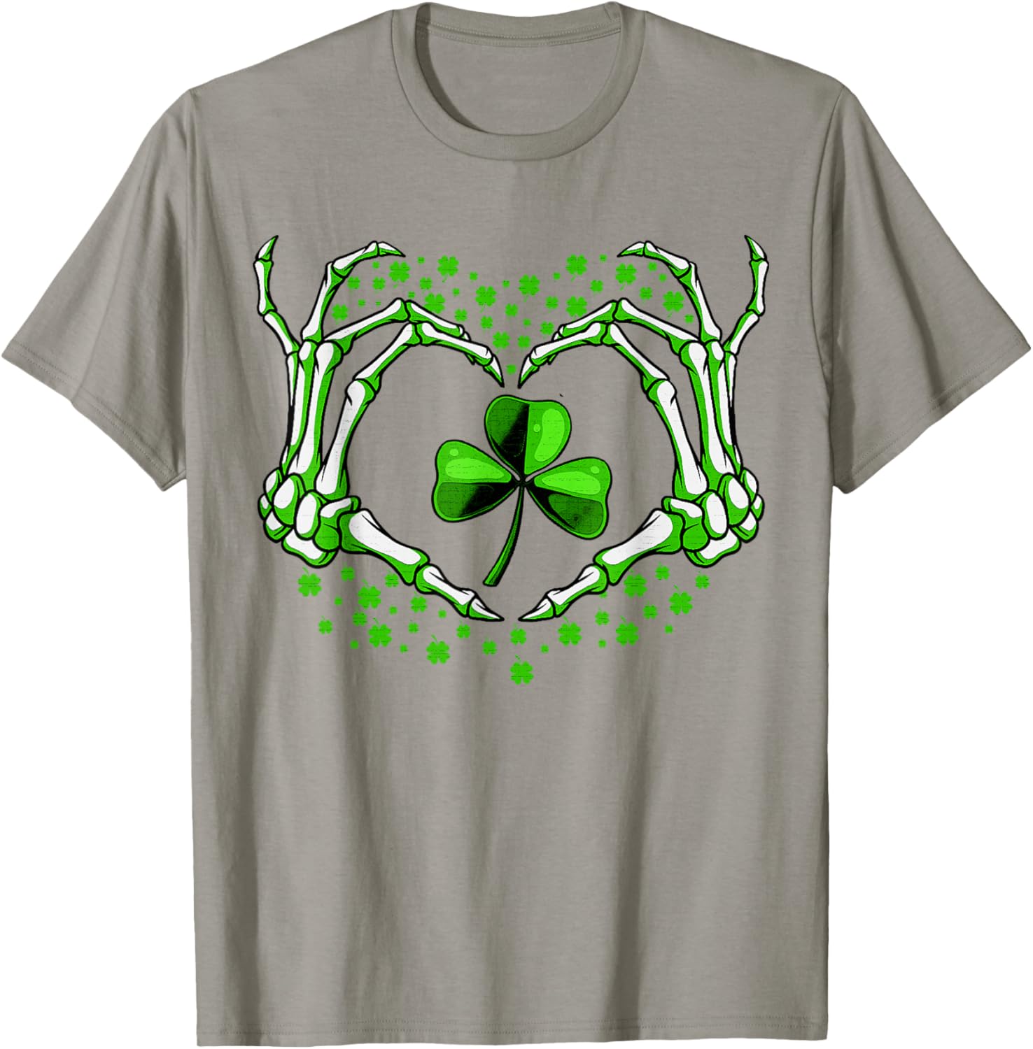Skeleton Hand Heart Shamrock St Patricks Day T-Shirt for Festive Fun - 22