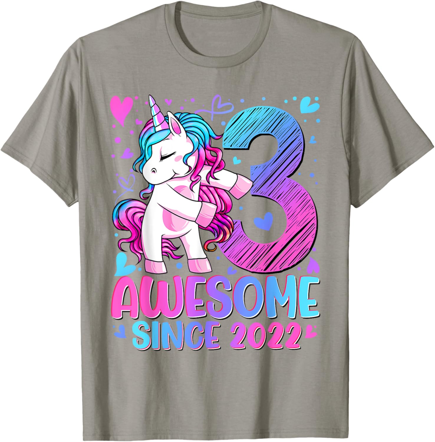 Cute Unicorn T-Shirt for 3 Year Old Girls Birthday Party Gifts - 5