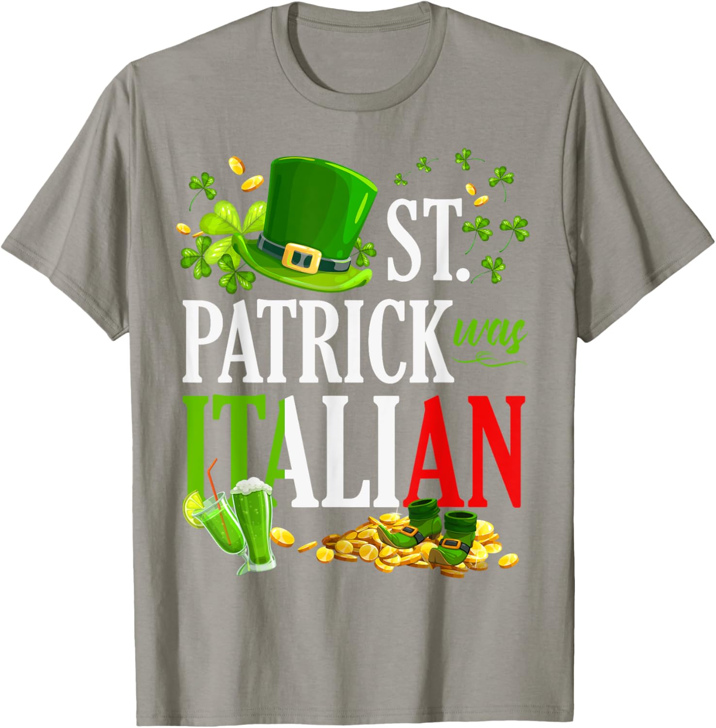 Vintage St Patrick Was Italian Clover Graphic T-Shirt for St Patricks Day - 6