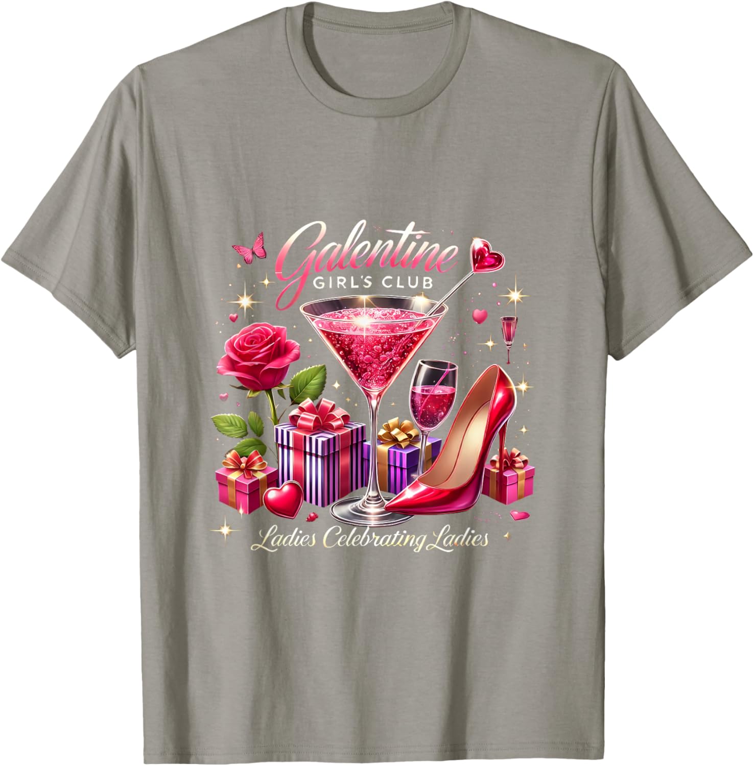 Galentine's Celebration Martini Glass T-Shirt for Fun Girls Night Out - 11