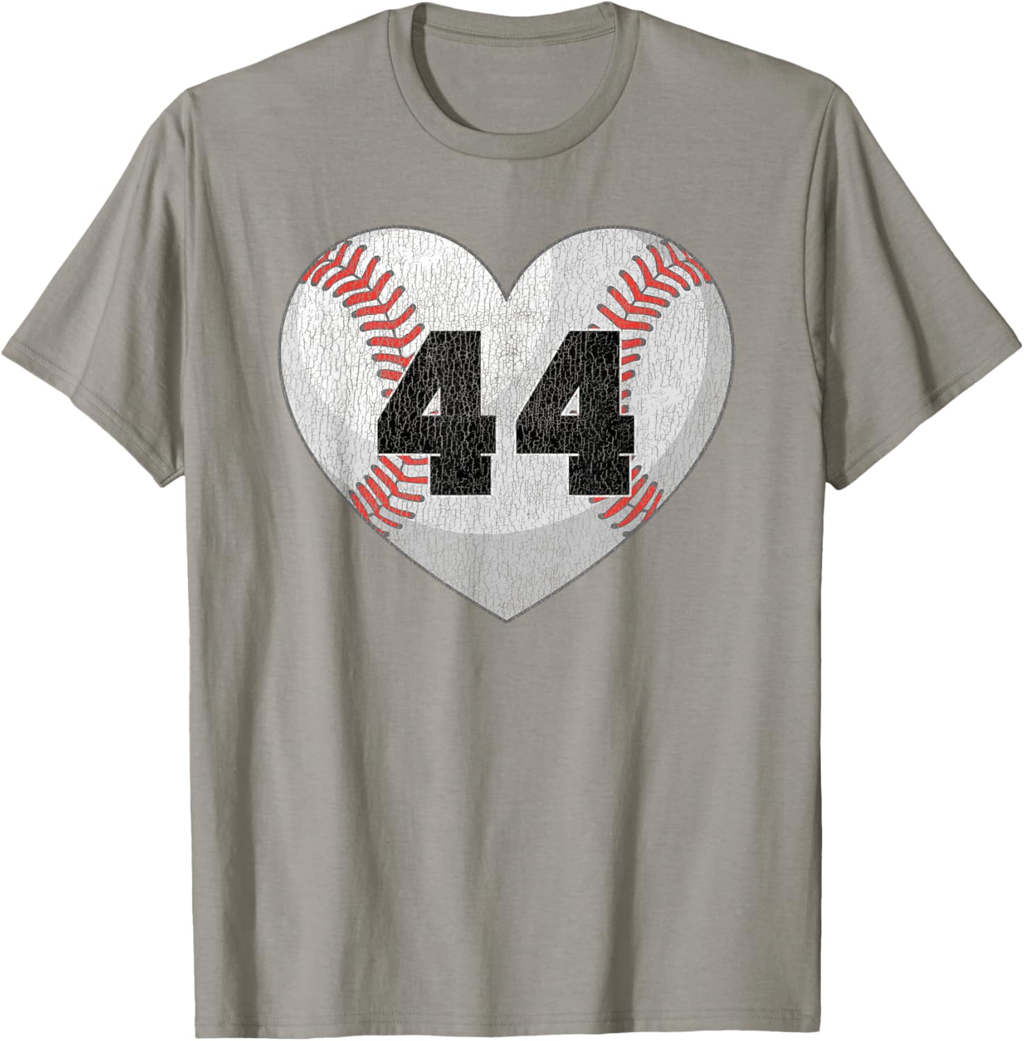 Cute Baseball Number 44 Distressed Heart T-Shirt for Baseball Moms - 16
