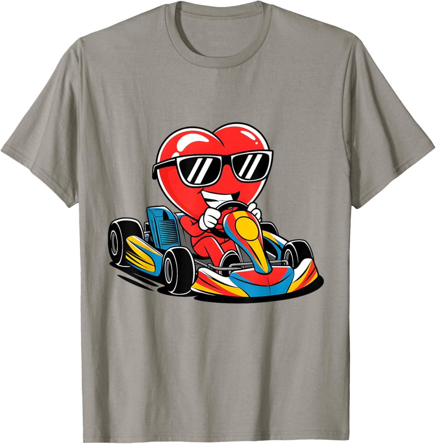 Heart Racing Go-Kart Valentine's Day T-Shirt for Boys and Girls - 9