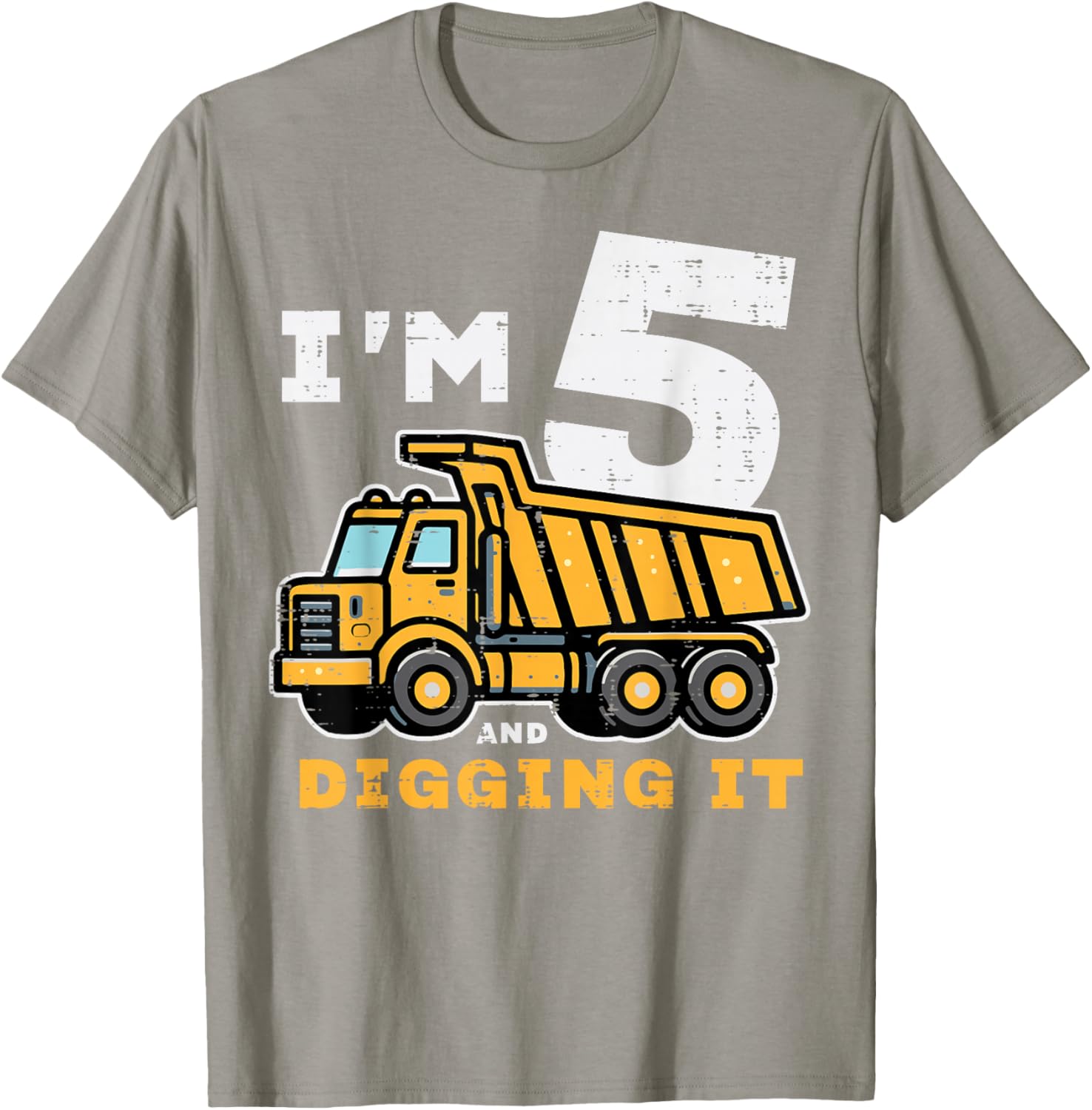 5th Birthday Dump Truck T-Shirt for Boys I’m 5 Digging It Fun Kids Tee - 1