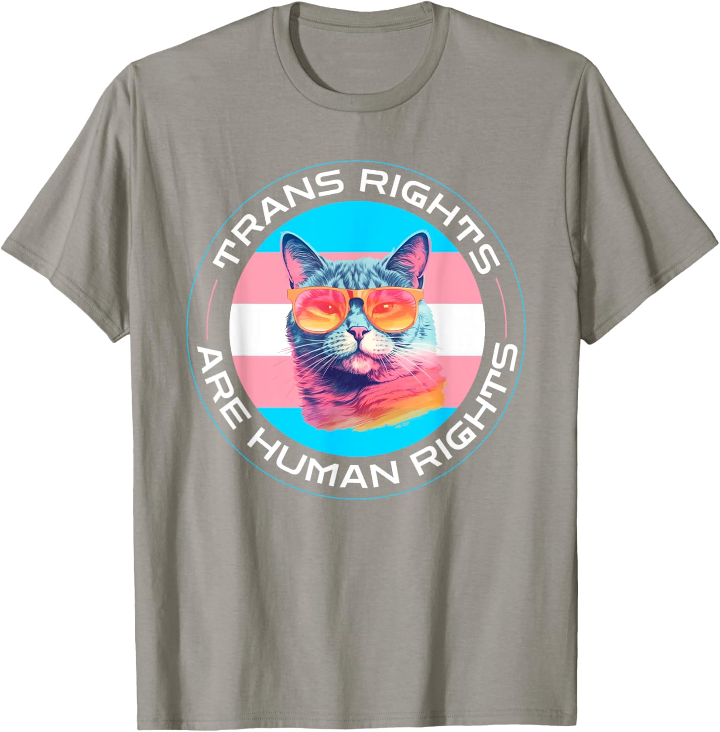 Trans Rights are Human Rights Pride Cat T-Shirt for LGBTQ Supporters - 6