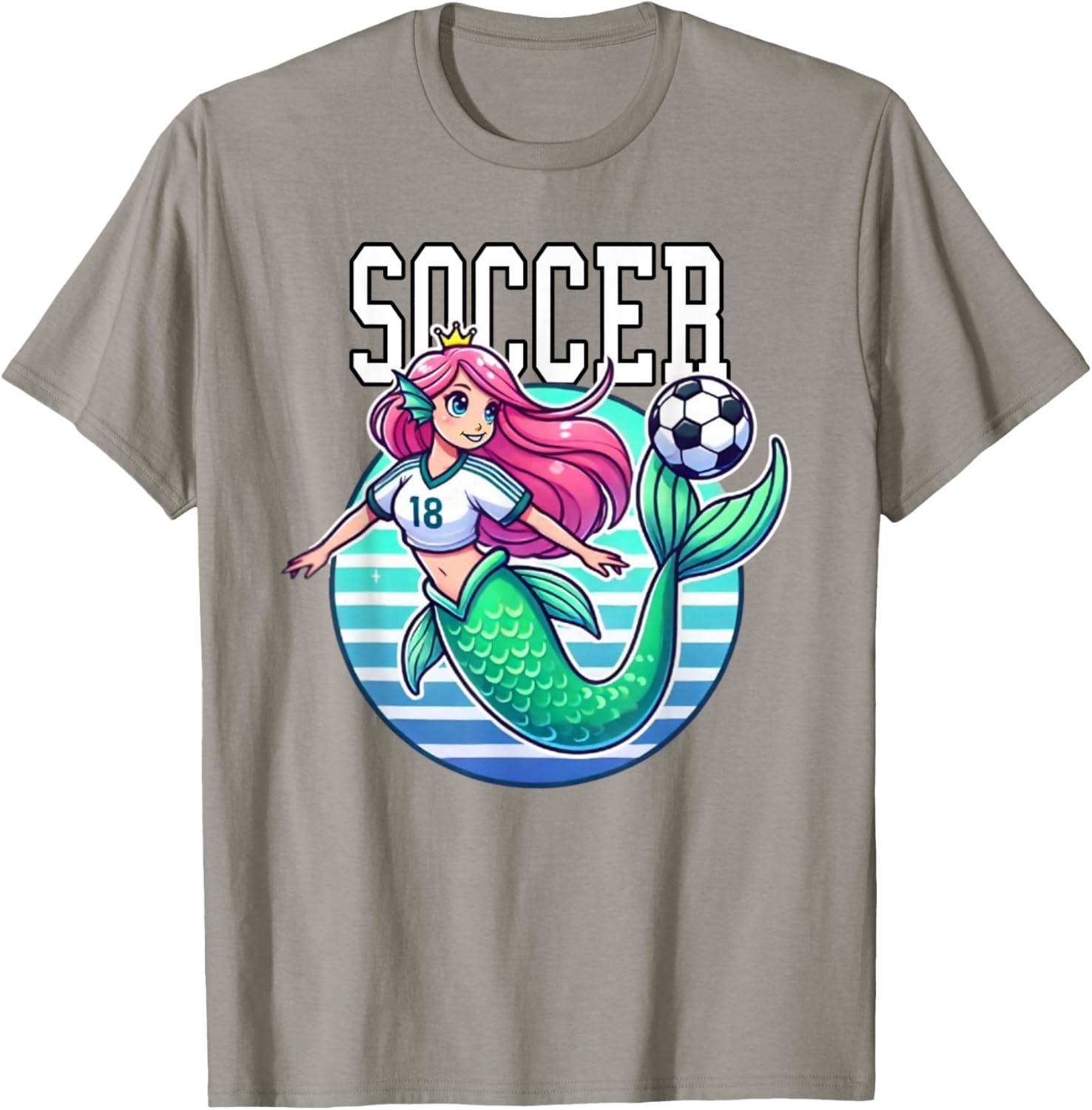 Soccer Mermaid Playing Soccer T-Shirt for Fans of Fun Sports Apparel - 7