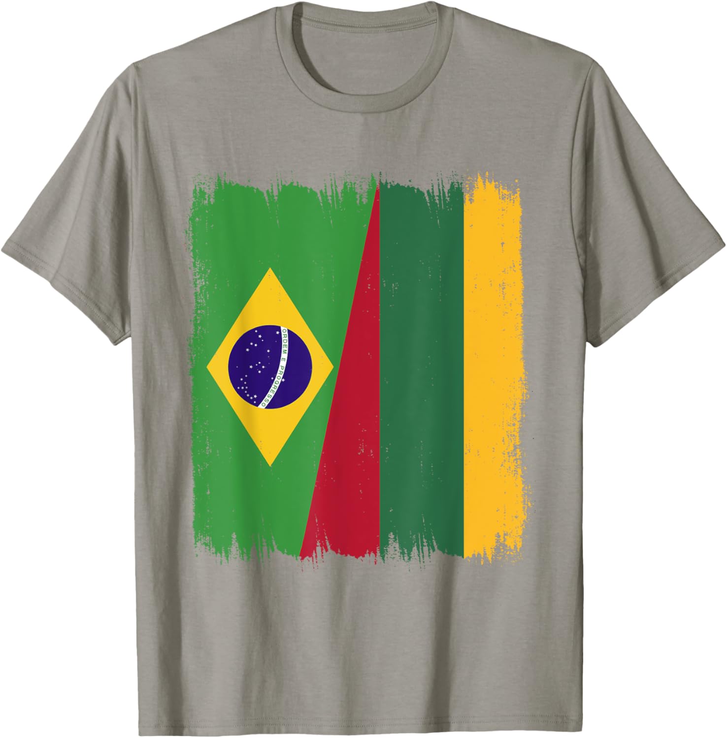 Brazil Lithuania Half Flag Roots T-Shirt for Proud Brazilian Lithuanians - 21