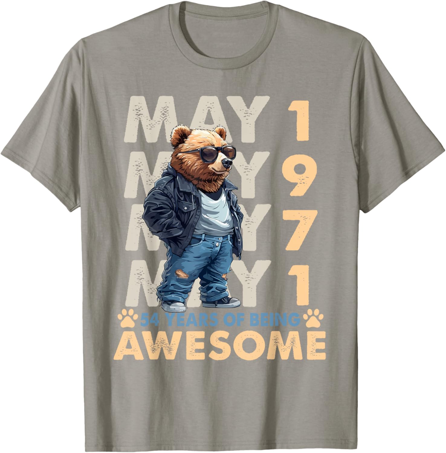54th Birthday Bear Legends May 1971 T-Shirt for Men - Fun Gift Idea - 1