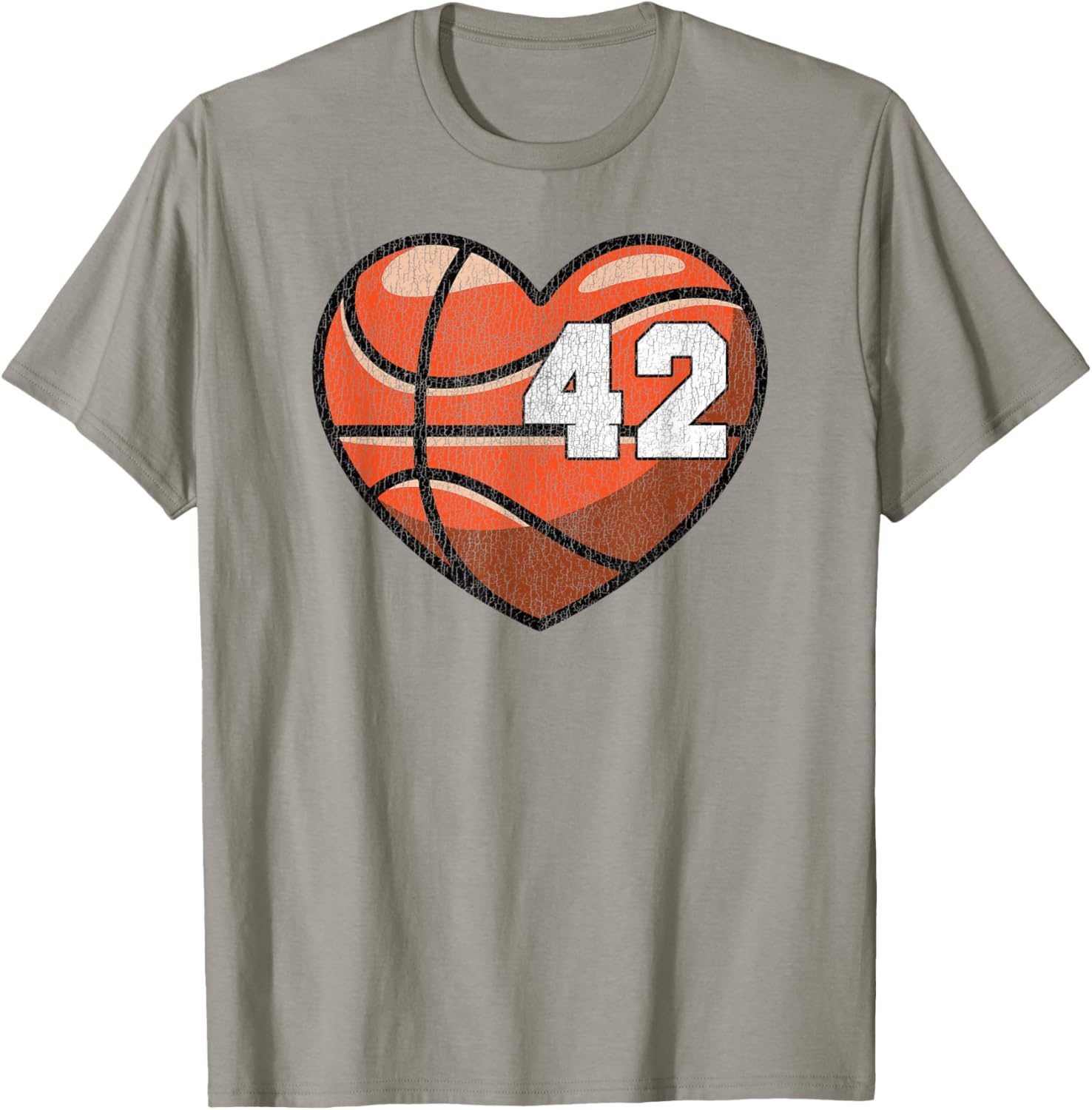 Distressed Heart Design Basketball Number 42 T-Shirt for Fans - 13