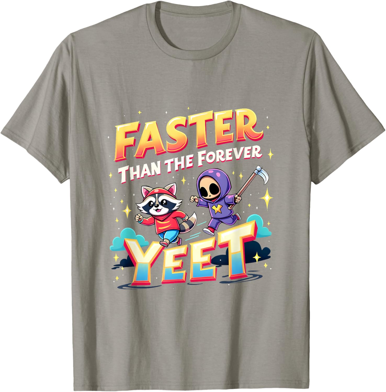 Faster Than The Forever Yeet Funny Raccoon Sloth T-Shirt for Fun Lovers - 5