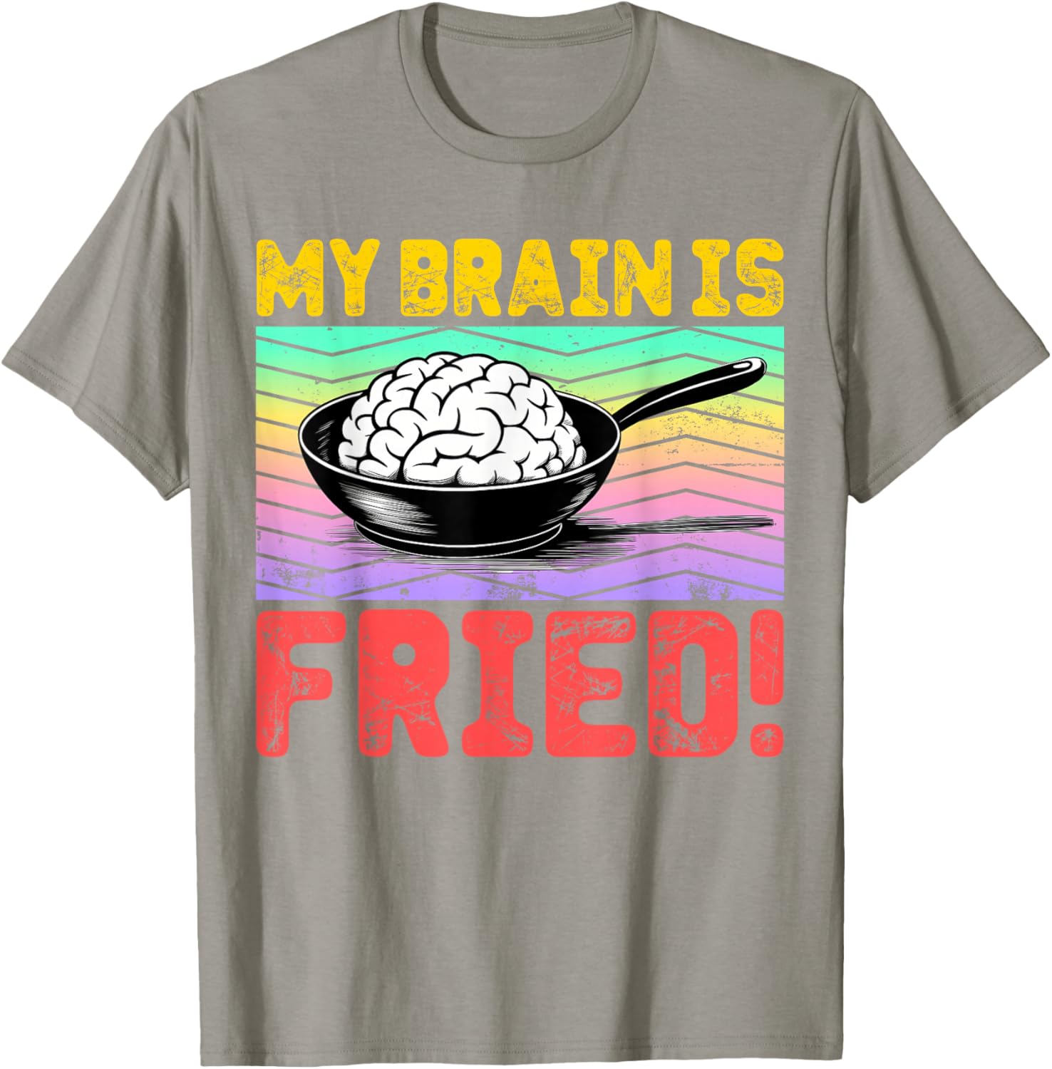 Cartoon Brain Fried Stress Relief T-Shirt for Fun and Relaxation - 1