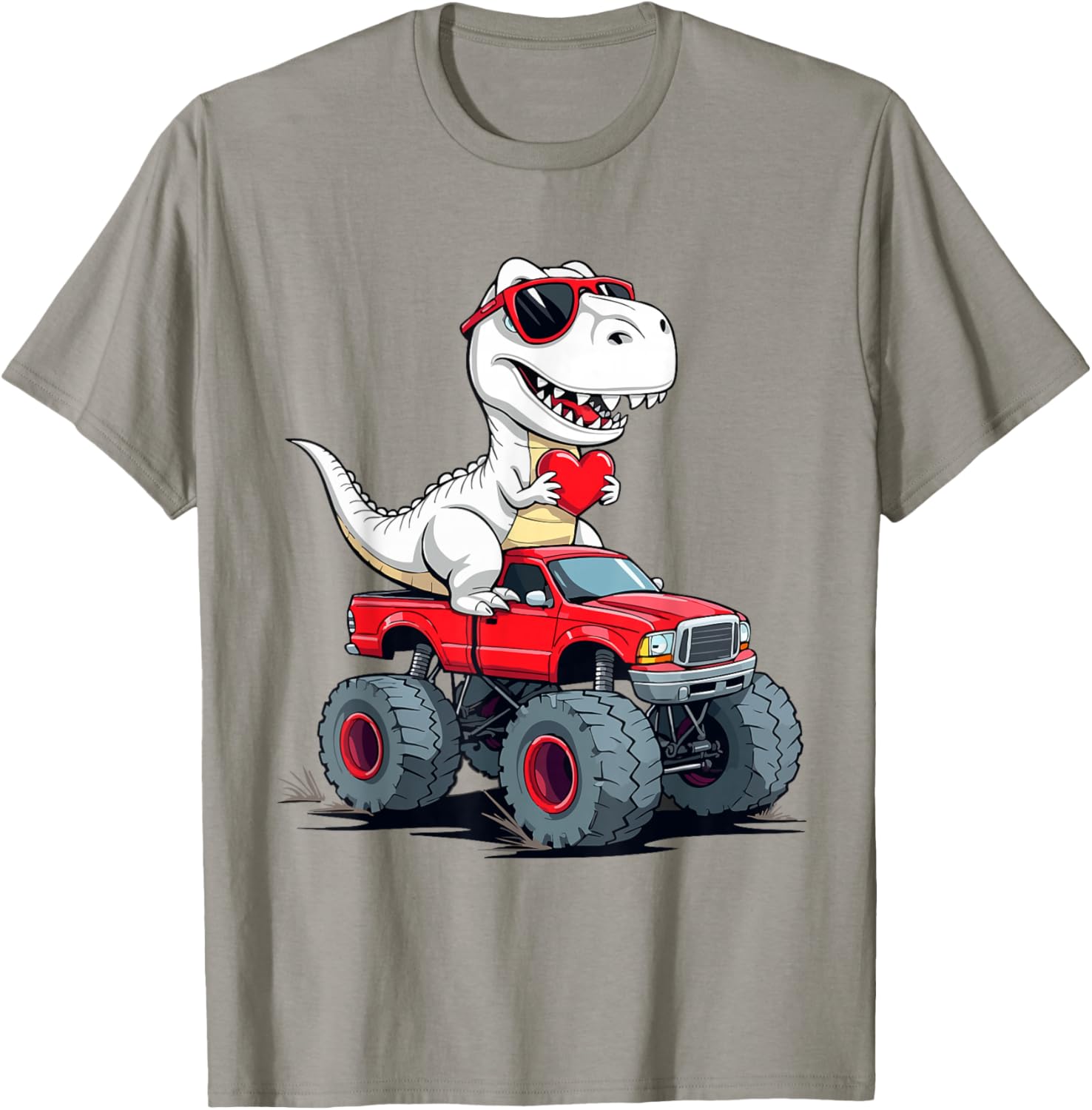 Fun Valentine's Day Dinosaur Monster Truck T-Shirt for Boys and Girls - 5