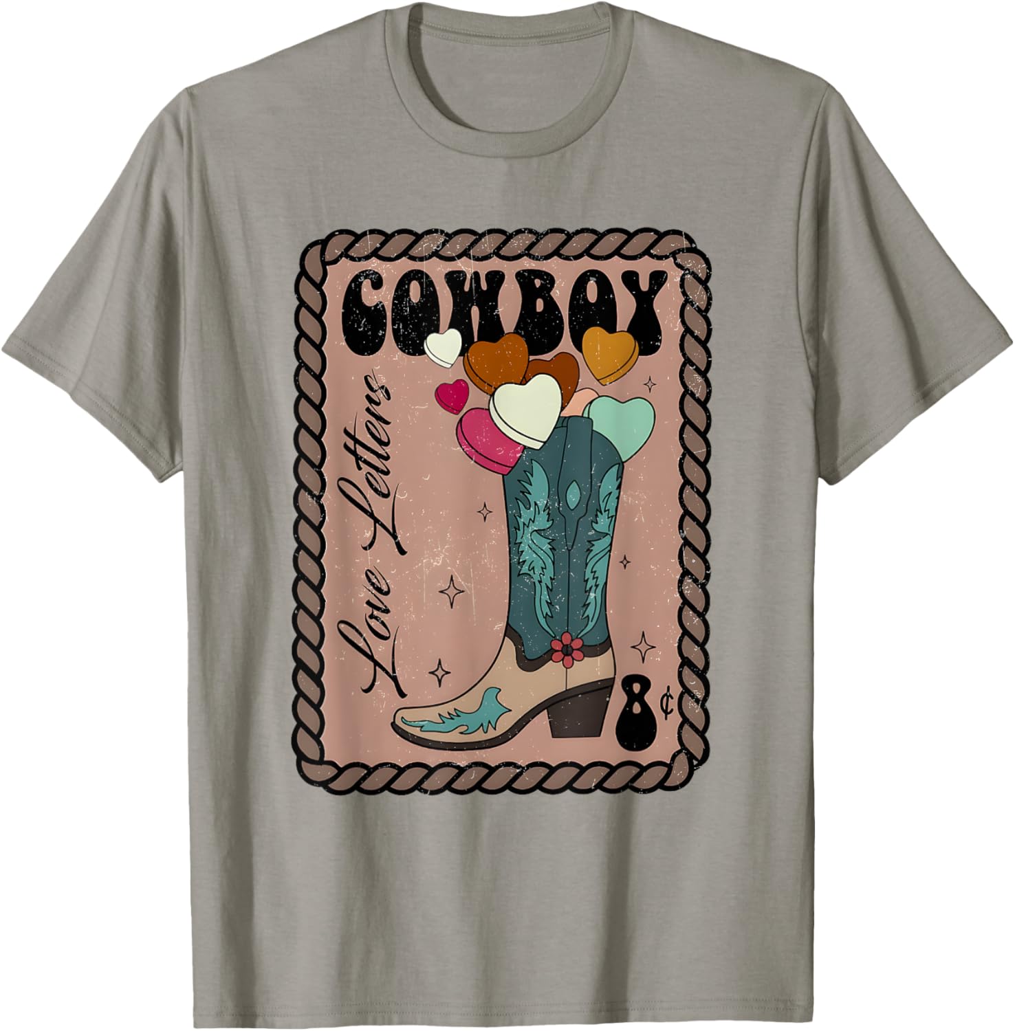 Cute Cowboy Love Letter Retro Valentine T-Shirt for Western Lovers - 9