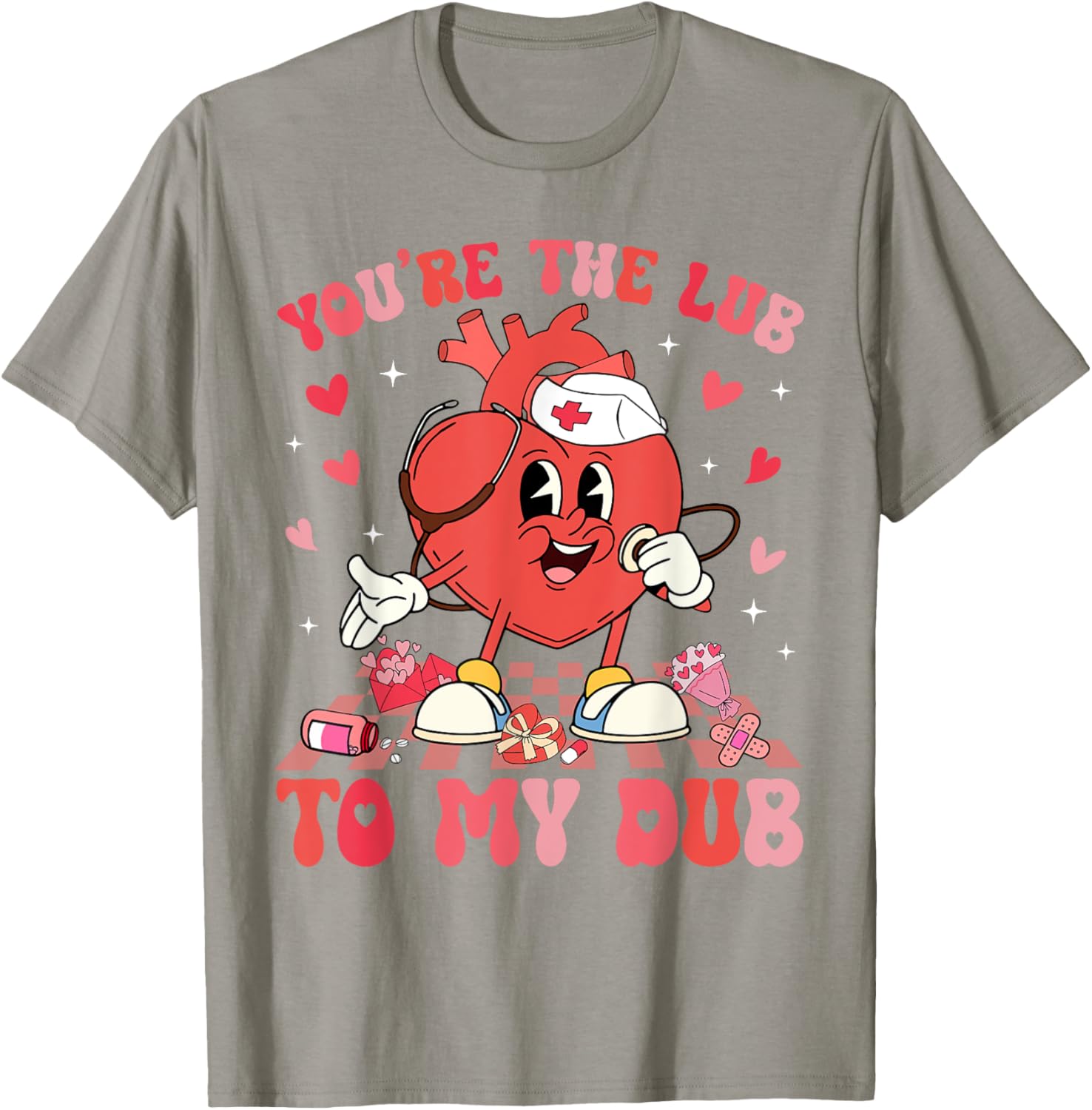 Valentine Retro You're The Lub To My Dub CVICU Nurse T-Shirt Gift - 11