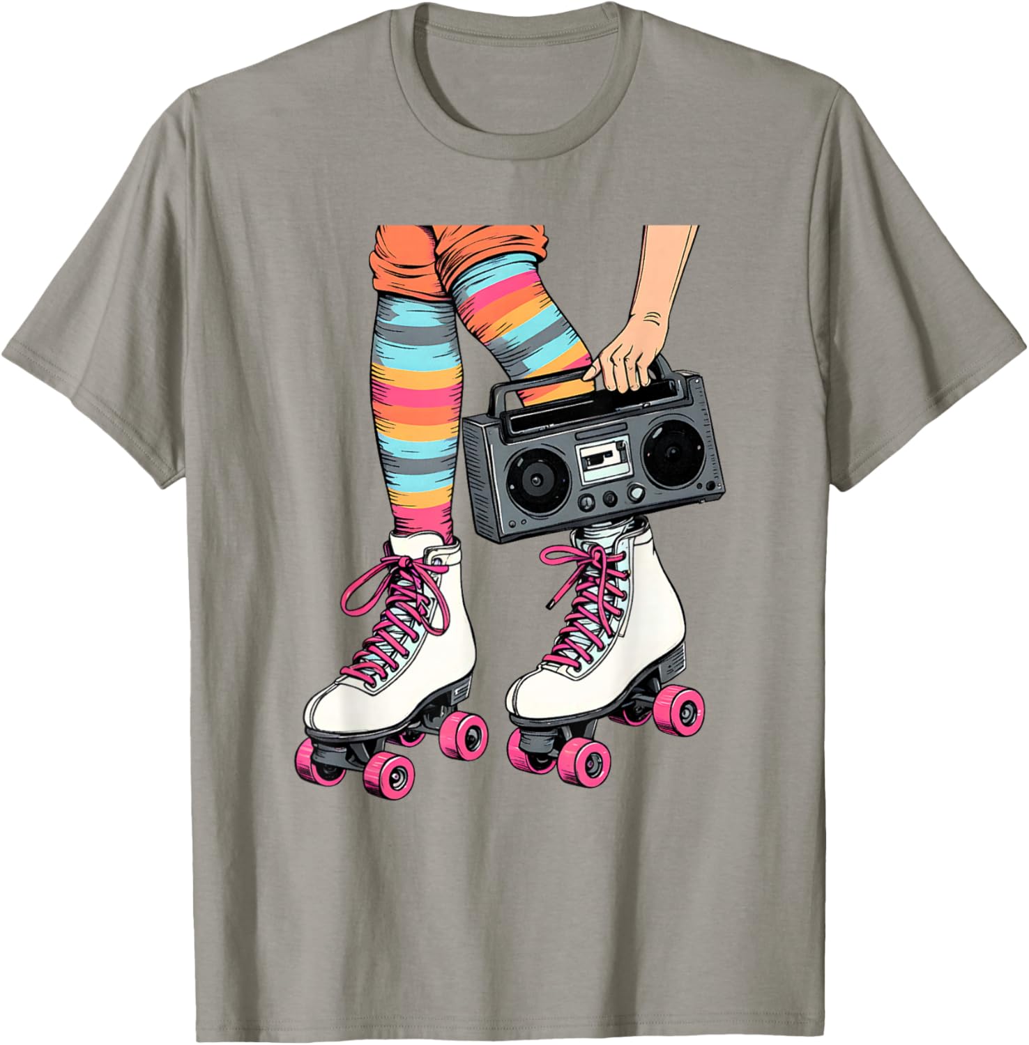 Retro Rollerskates Boombox T-Shirt for Fun 80's 90's Girls Vibes - 10
