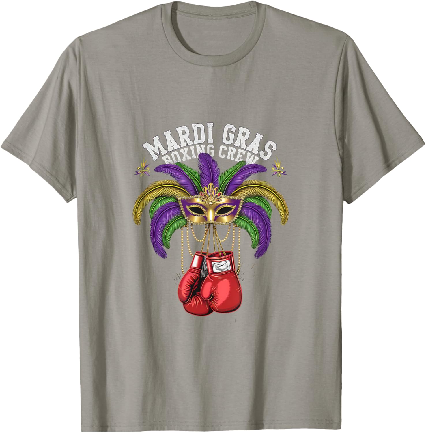 Mardi Gras Masquerade Boxing Crew T-Shirt for Festive Celebrations - 3