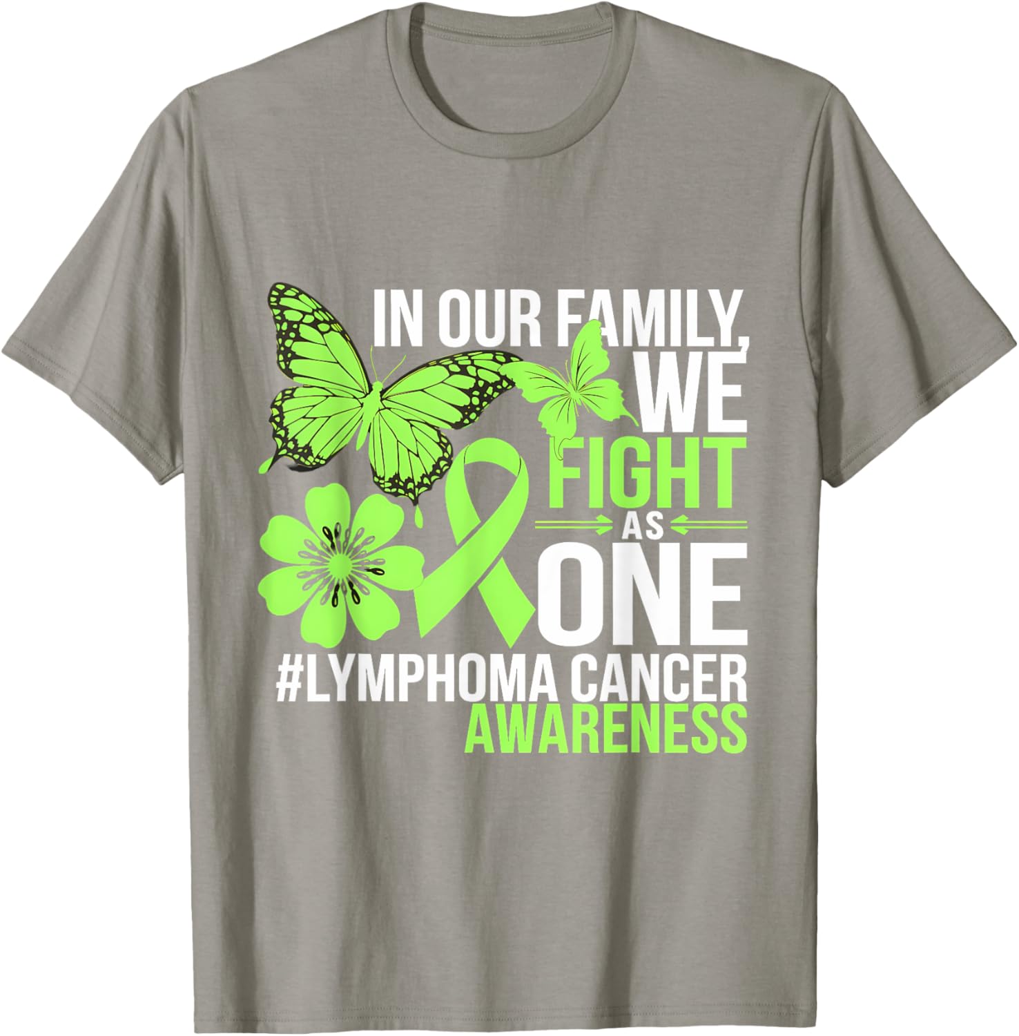 Green Ribbon Lymphoma Awareness We Fight As One T-Shirt for Supporters - 26