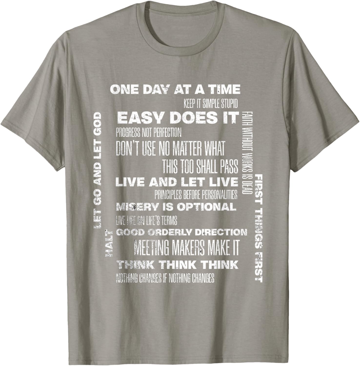 One Day At A Time Inspirational Recovery Sobriety Anniversary T-Shirt - 9
