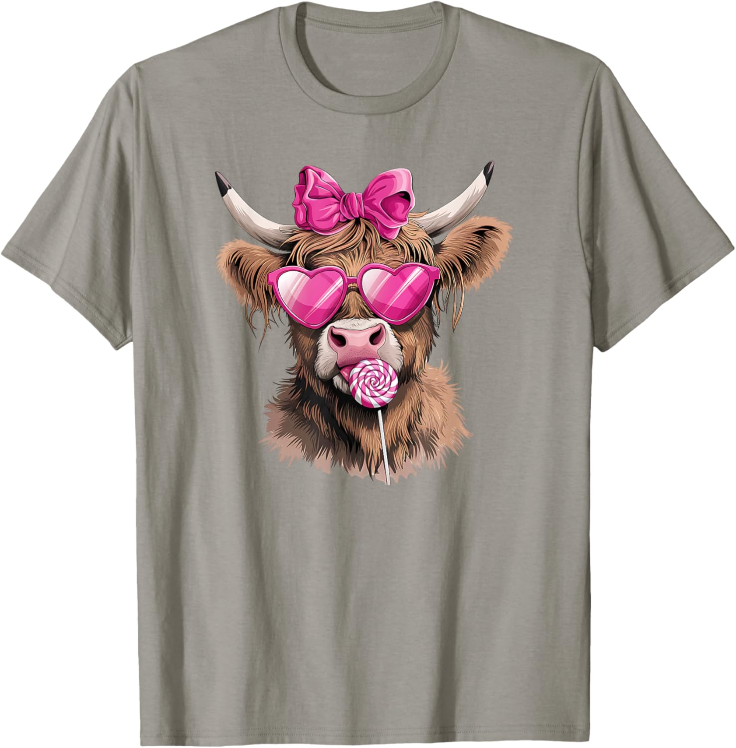 Adorable Cute Cow T-Shirt with Lollipop Bow and Sunglasses for Fun Style - 7